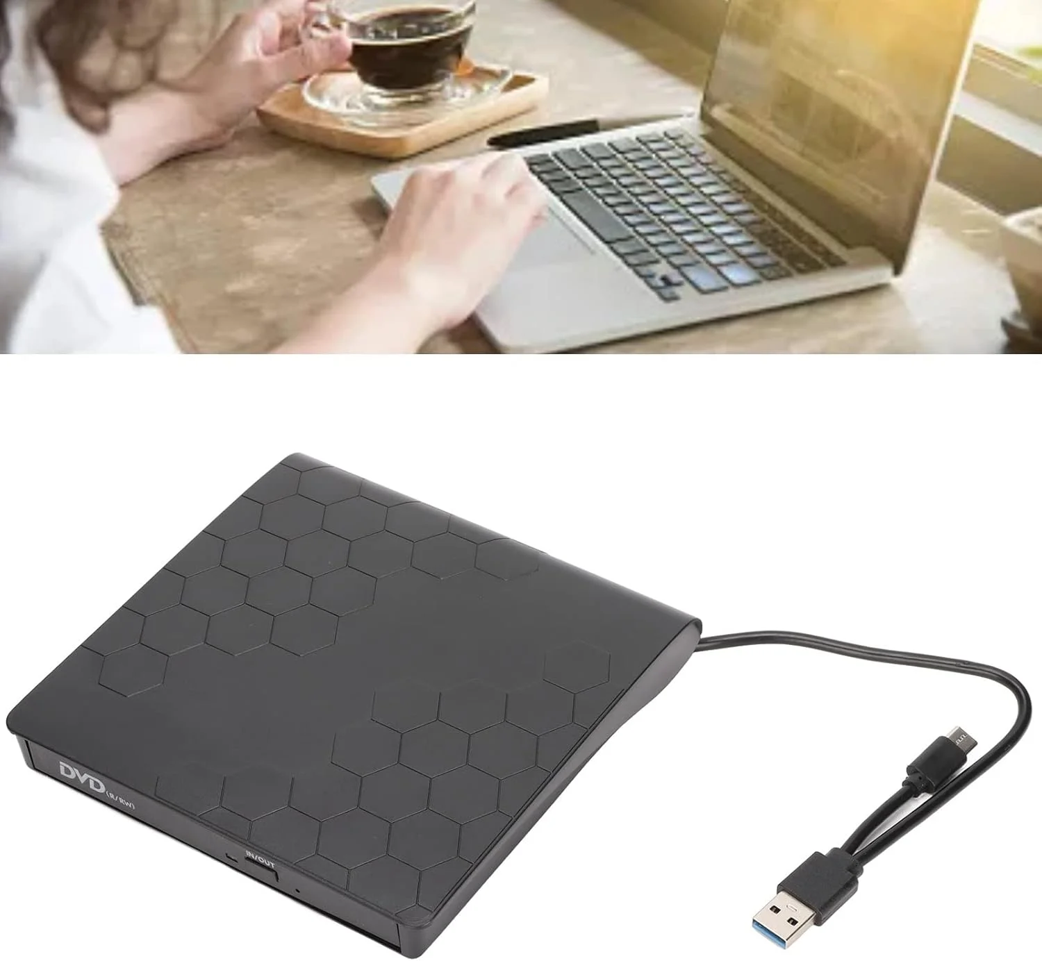 درایو نوری اکسترنال USB 3.0 Type-C، فوق العاده باریک، سازگار با: