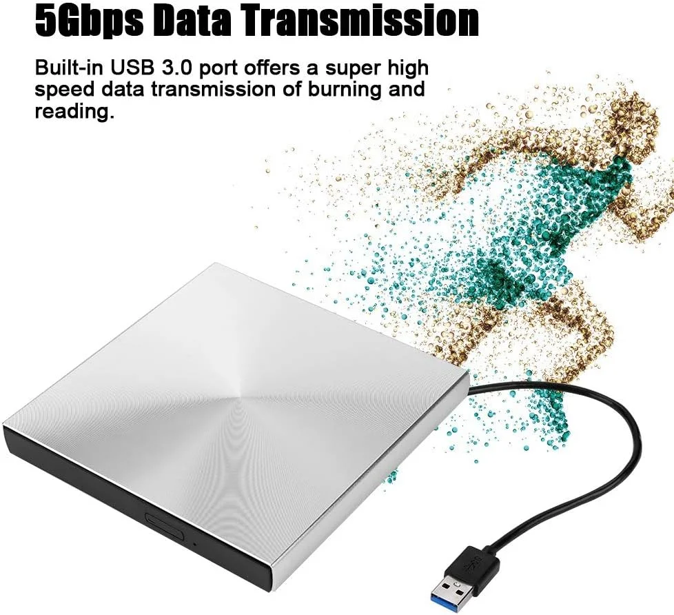 دی وی دی رایتر اکسترنال USB 3.0، انتقال داده 5 گیگابیت بر ثانیه، محافظت چند سطحی، طراحی پاپ آپ، سازگار با سیستم عامل های WindowsXP/2003/8/7/Vista/Linux/OSX