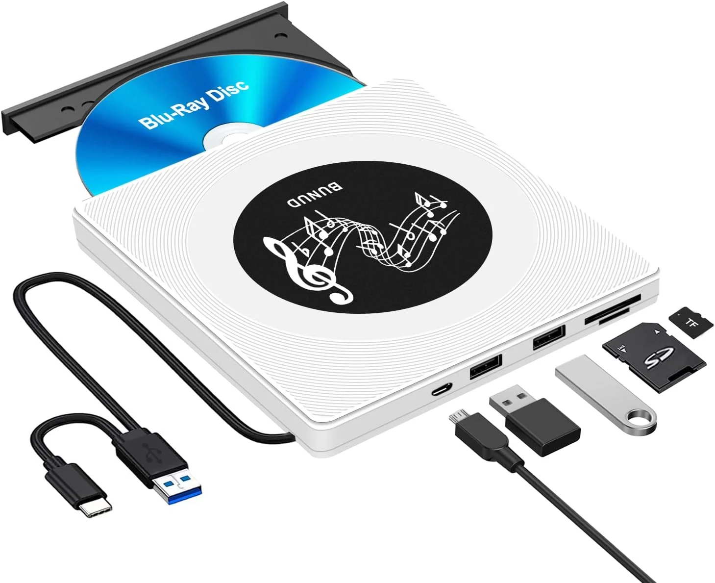 درایو بلوری اکسترنال USB 3.0 و Type-C، رایتر/برنر اکسترنال CD/DVD با 2 پورت USB و اسلات SD/TF، درایوهای بلوری اکسترنال برای کامپیوتر، لپ تاپ، ویندوز 11/10، مک بوک درایو بلوری اکسترنال USB 3.0 و Type-C، رایتر/برنر اکسترنال CD/DVD با 2 پورت USB و اسلات SD/TF، درایوهای بلوری اکسترنال برای کامپیوتر، لپ تاپ، ویندوز 11/10، مک بوک