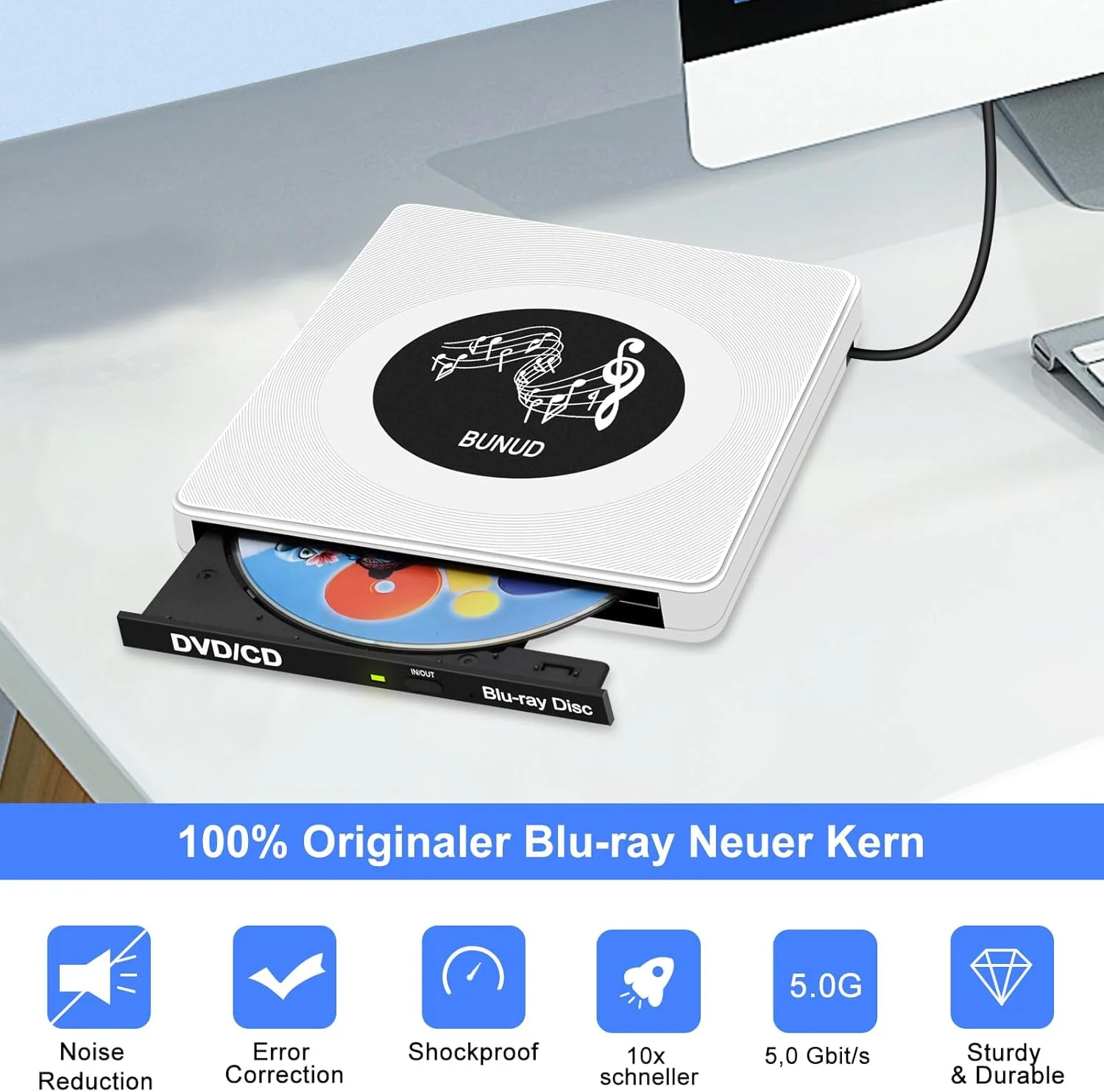 درایو بلوری اکسترنال USB 3.0 و Type-C، رایتر/برنر اکسترنال CD/DVD با 2 پورت USB و اسلات SD/TF، درایوهای بلوری اکسترنال برای کامپیوتر، لپ تاپ، ویندوز 11/10، مک بوک