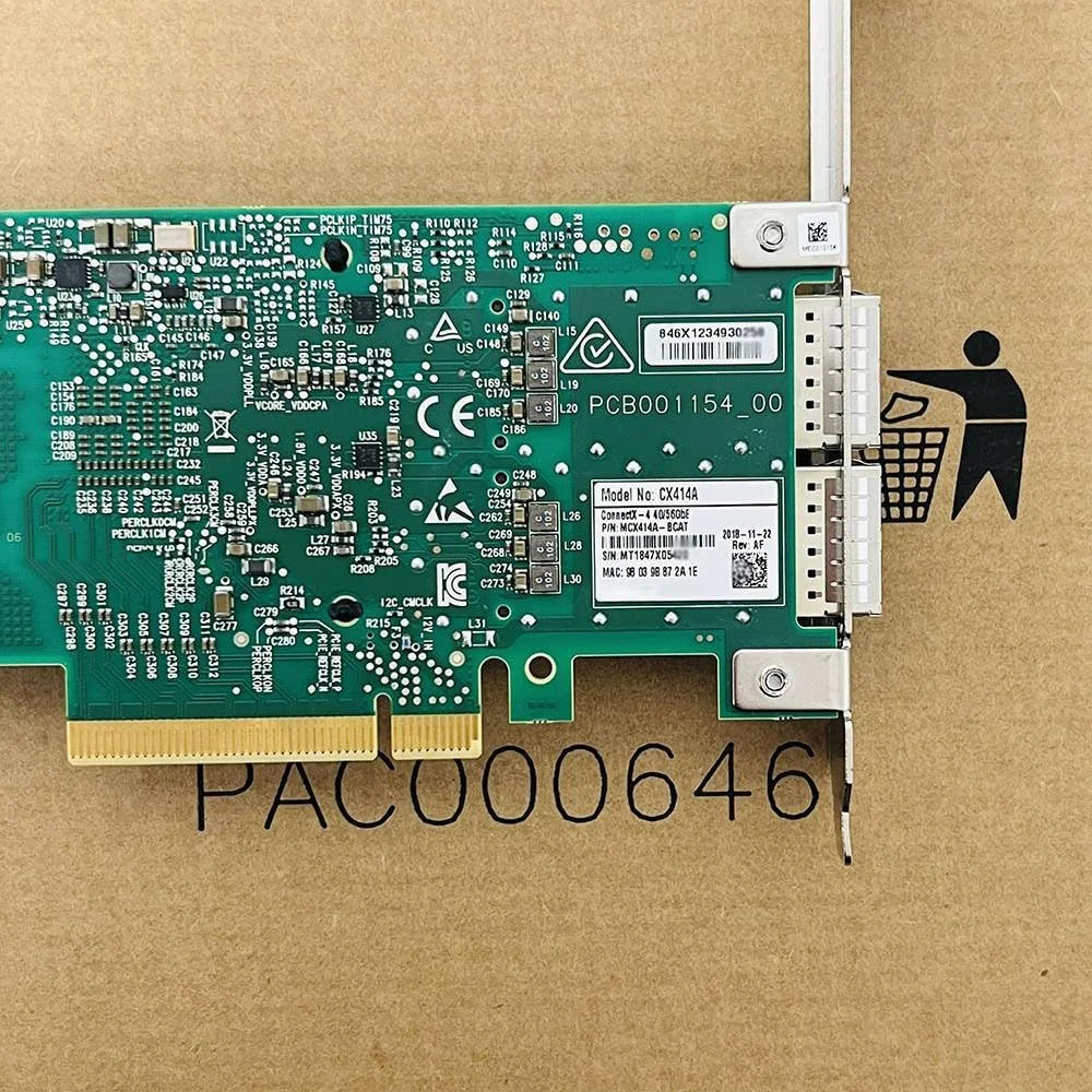 کارت شبکه فیبر نوری دو پورت 10 گیگابیتی MCX414A-BCAT مناسب برای CX414A ConnectX-4 40/56GbE PCI-Ex8 InfiniBand NIC