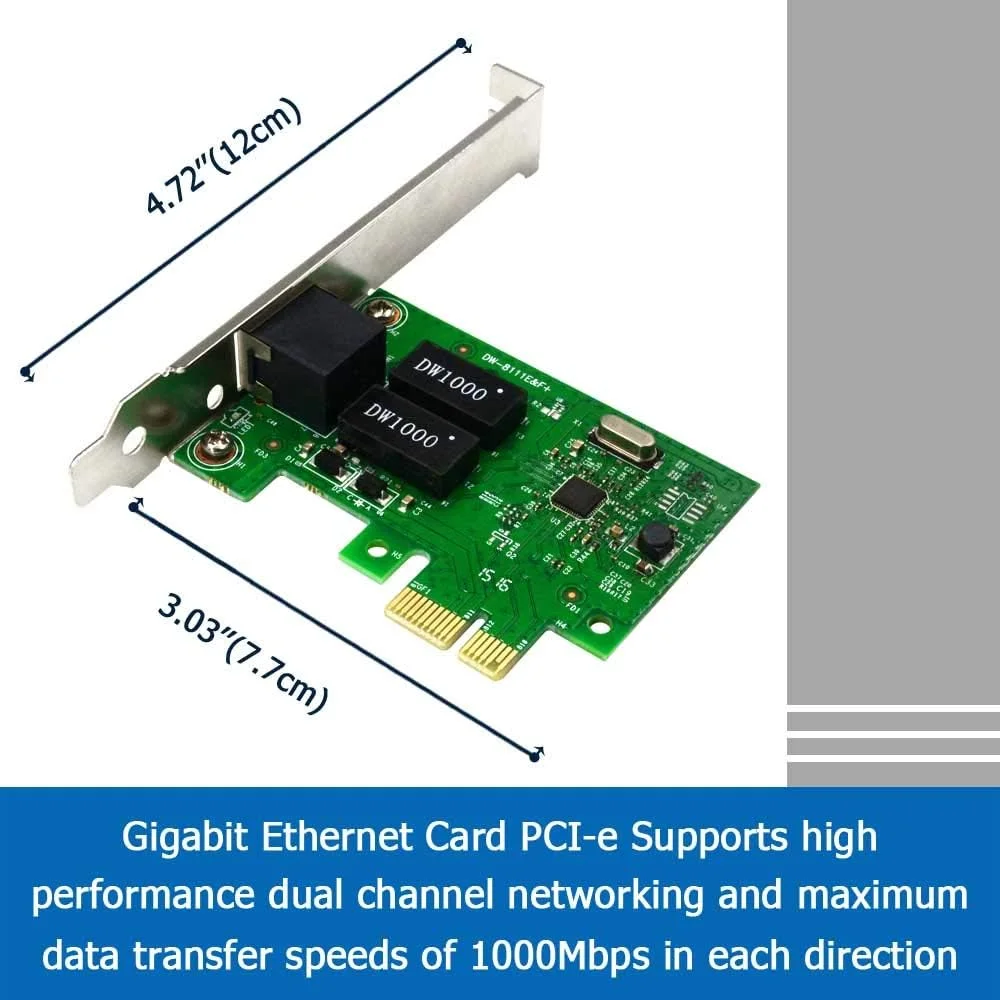 کارت شبکه گیگابیتی اترنت PCI-e، کارت شبکه PCIe با سرعت 10/100/1000 مگابیت بر ثانیه با براکت Low Profile، کارت LAN RJ45 PCI-e X1 برای کامپیوتر، پشتیبانی از Windows XP / 7/8 / 10