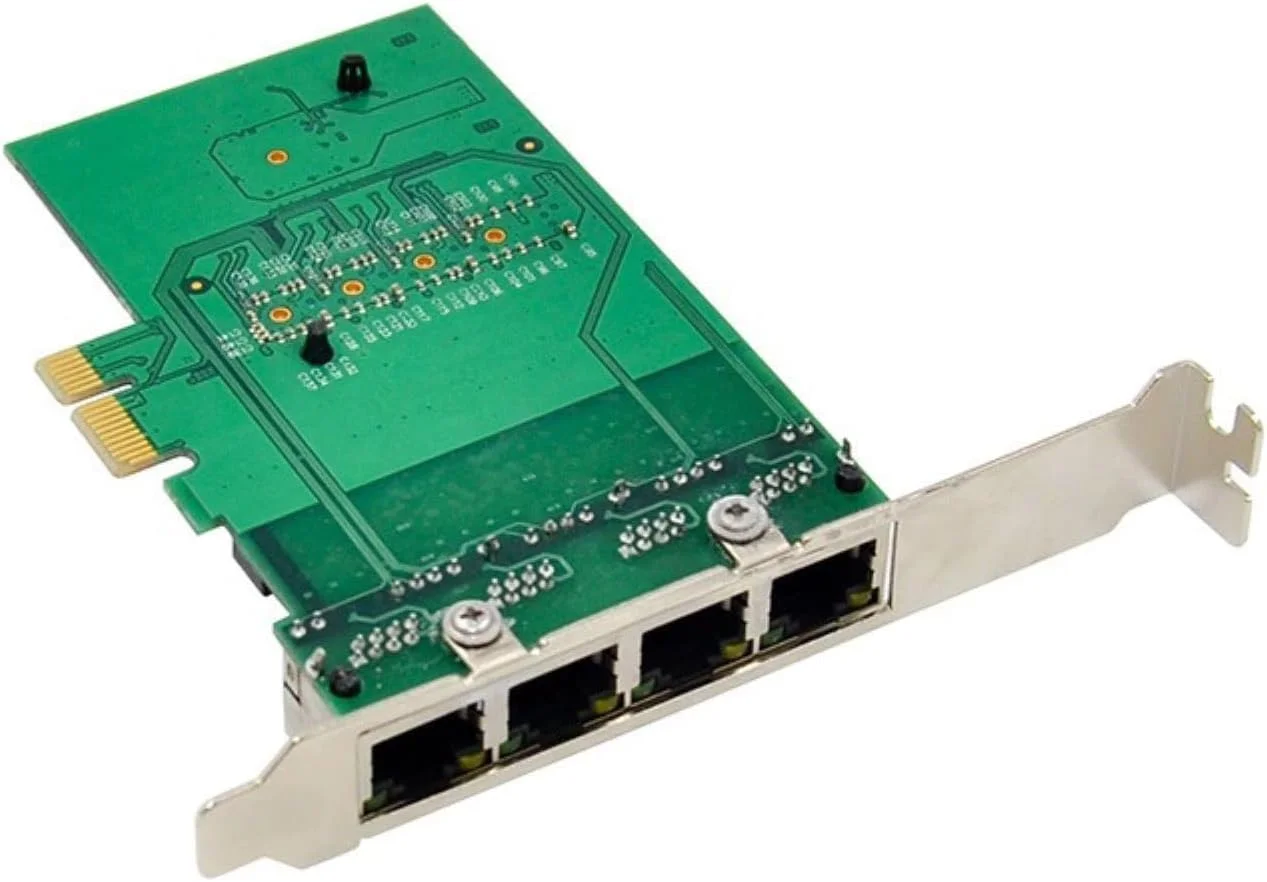 کارت شبکه 4 پورت RJ45 گیگابیتی اترنت PCI-E X1 با تراشه های RTL8111F و ASM1184E