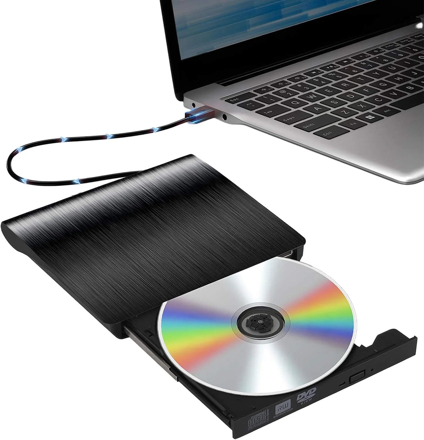 درایو DVD اکسترنال، رایتر CD قابل حمل USB 3.0 +/-RW، پخش کننده DVD برای رایتر ROM، سازگار با لپ تاپ، کامپیوتر رومیزی، ویندوز مک بوک لینوکس مک OS درایو DVD اکسترنال، رایتر CD قابل حمل USB 3.0 +/-RW، پخش کننده DVD برای رایتر ROM، سازگار با لپ تاپ، کامپیوتر رومیزی، ویندوز مک بوک لینوکس مک OS