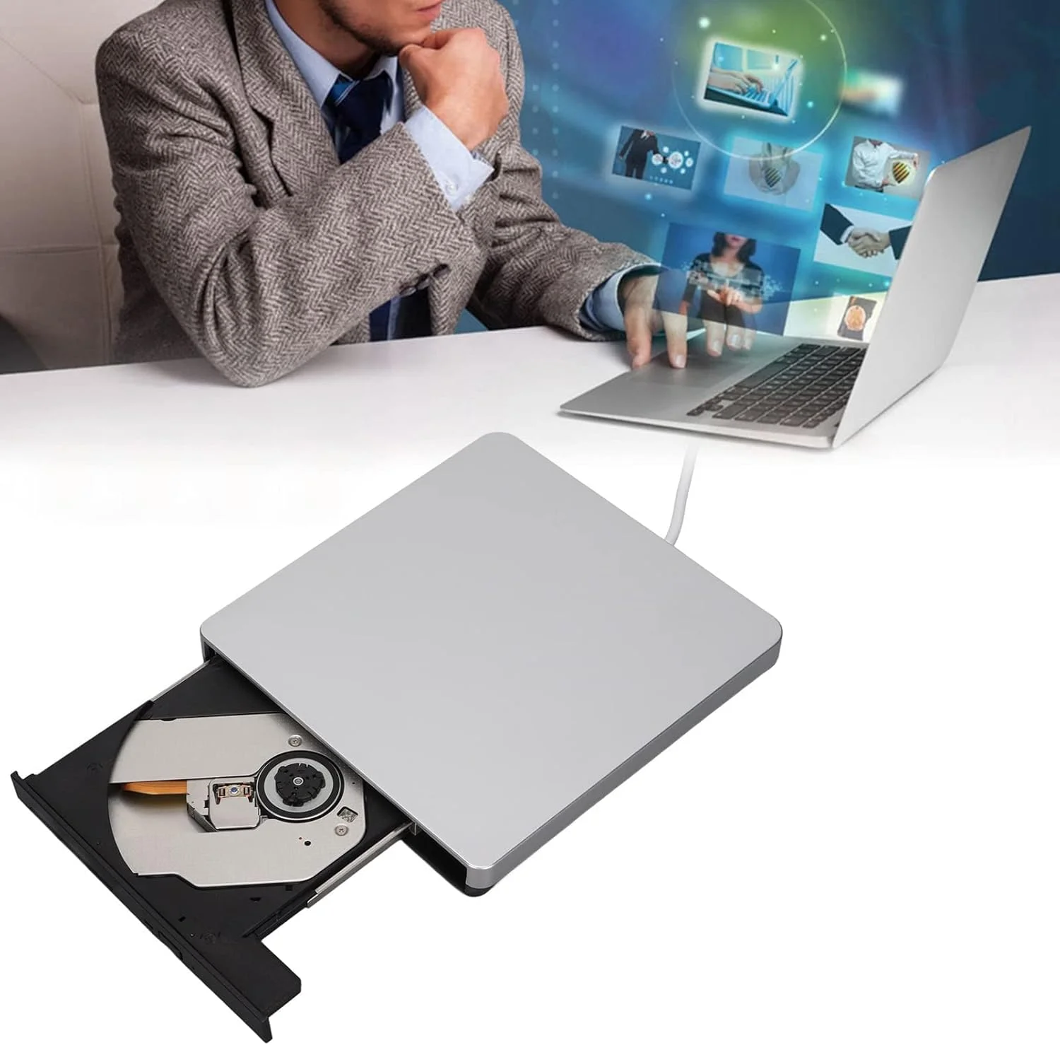 دی وی دی رایتر اکسترنال USB 3.0 قابل حمل، دی وی دی رایتر اکسترنال لپ تاپ انتقال پرسرعت چند منظوره فوق العاده نازک VCD رایتر برای نوت بوک ها و دسکتاپ ها