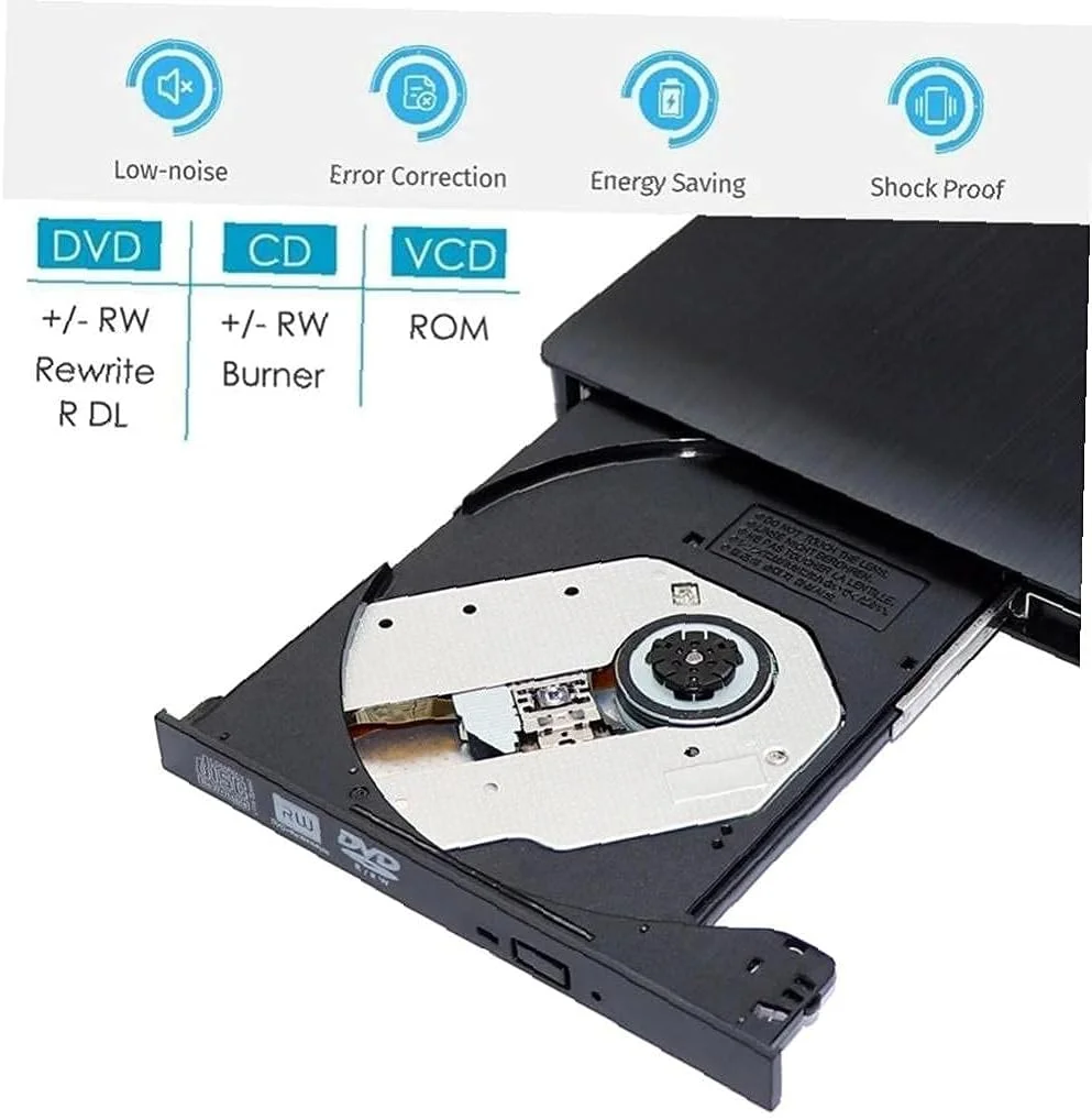 درایو نوری اکسترنال USB 3.0، رایتر و خواننده قابل حمل و باریک برای کامپیوتر، همراه با کابل اتصال