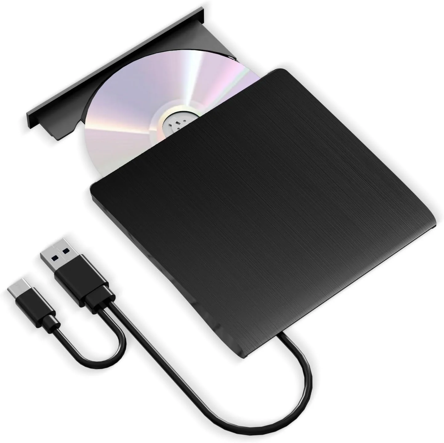 درایو نوری اکسترنال CD DVD، درایو قابل حمل USB 3.0 و TYPE C CD DVD +/-RW، پخش کننده/رایتر/خواننده CD/DVD ROM، درایو دیسک نوری برای لپ تاپ، کامپیوتر رومیزی، ویندوز 11/10/8/7، اپل مک، سیستم عامل لینوکس