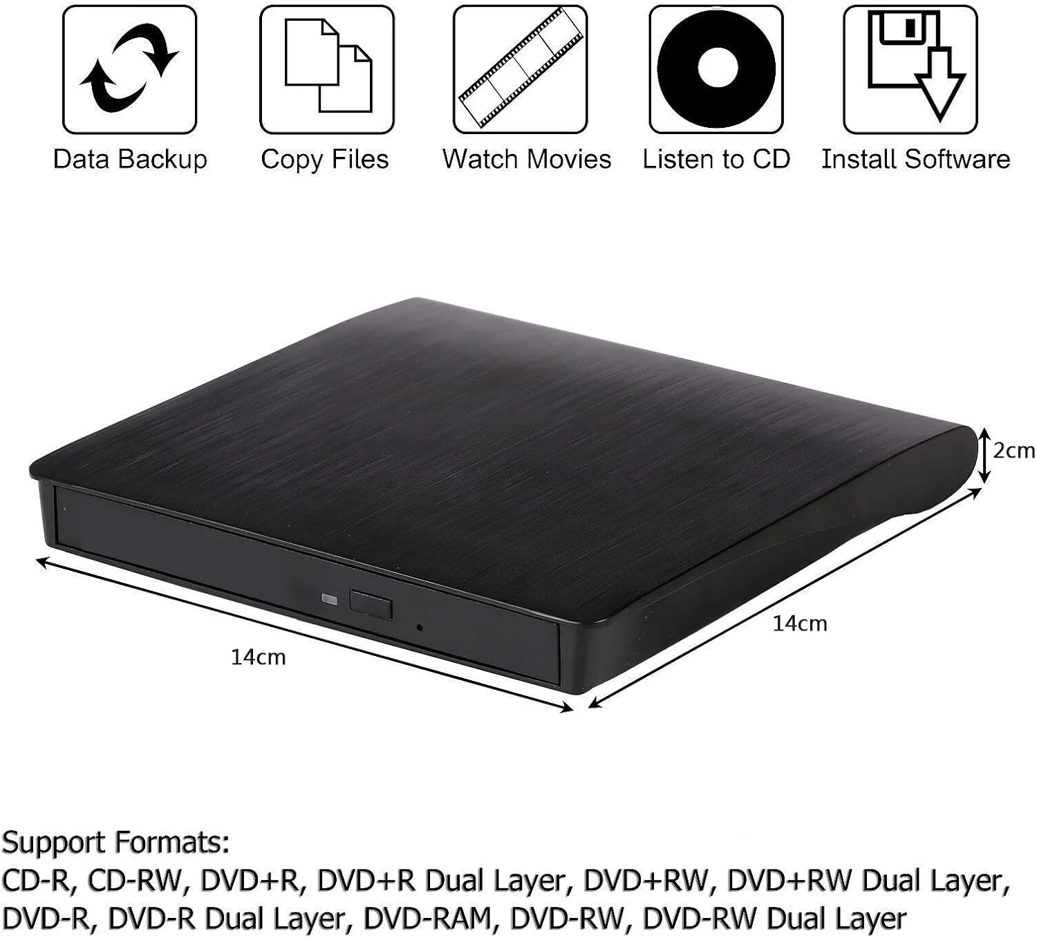 درایو اکسترنال CD DVD، USB 3.0 قابل حمل و باریک، پلیر، رایتِر، ریدر و بازنویس CD DVD، درایو نوری برای کامپیوتر، لپ تاپ و دسکتاپ، ویندوز 7/8/10/11/XP/Mac OS