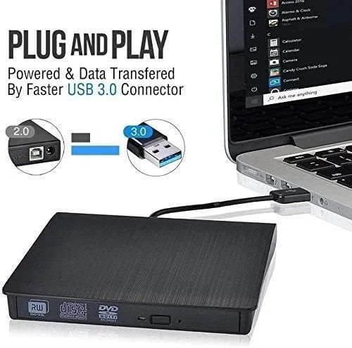 درایو نوری اکسترنال USB 3.0 باریک و قابل حمل CD/DVD-RW با سرعت انتقال داده بالا برای لپ تاپ، کامپیوتر و PC