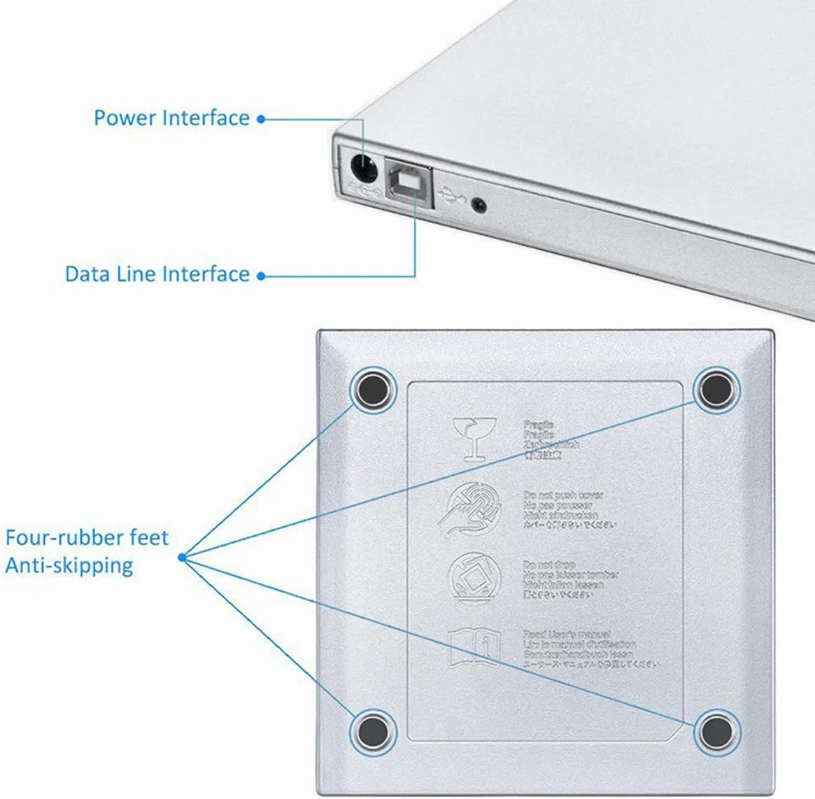 پخش کننده DVD اکسترنال قابل حمل، درایو CD DVD رایتر USB 2.0 برای ویندوز و مک پخش کننده DVD اکسترنال قابل حمل، درایو CD DVD رایتر USB 2.0 برای ویندوز و مک