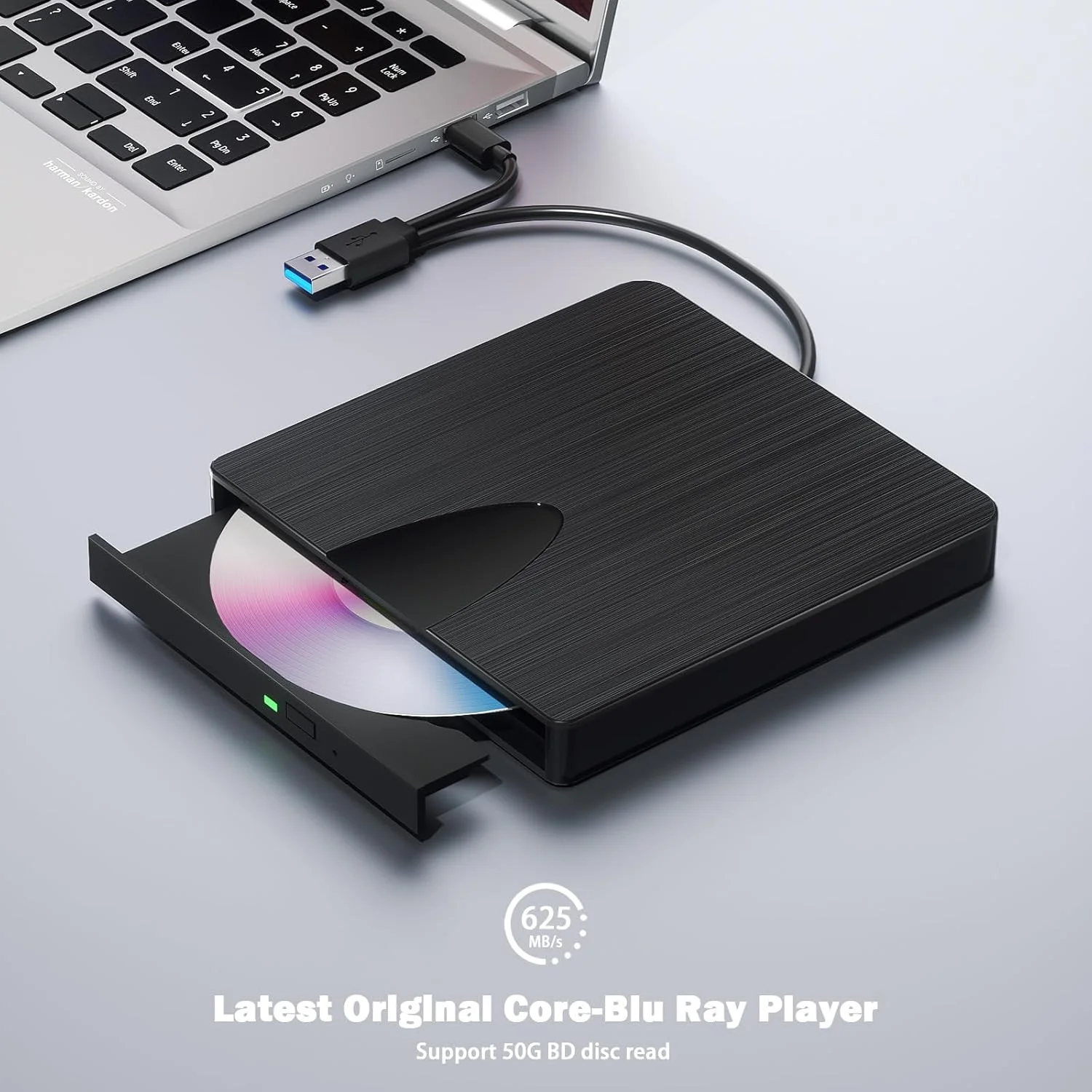 درایو بلوری اکسترنال، USB 3.0 و Type-C بلوری رایتر قابل حمل بلوری DVD/CD/BD پلیر، درایو اپتیکال 3D بلوری سازگار با ویندوز XP/7/8/10/11 MacOS برای مک بوک لپ تاپ دسکتاپ