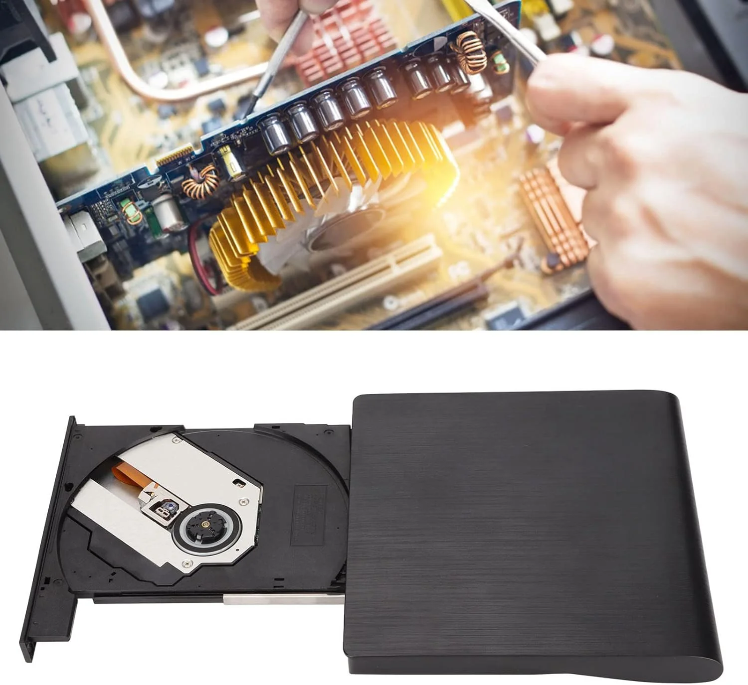 درایو DVD اکسترنال، درایو نوری اکسترنال قابل حمل USB 3.0 CD DVD Burner برای کامپیوتر رومیزی، لپ تاپ، کامپیوتر All in one، Ultrabook