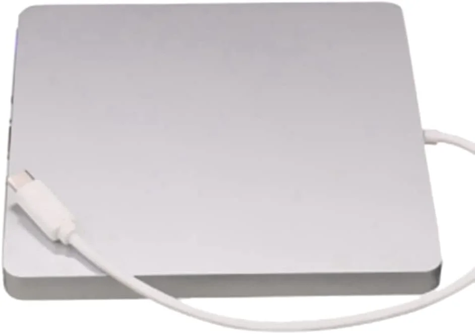 درایو نوری اکسترنال USB مدل Type C، پخش کننده CD و DVD بدون نیاز به نصب، مناسب برای لپ تاپ و کامپیوتر ویندوزی، نقره ای