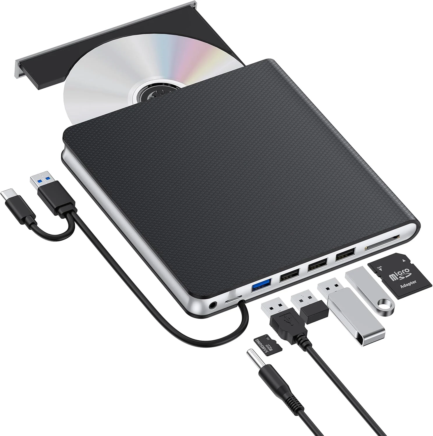 درایو اکسترنال CD DVD برای لپ تاپ USB 3.0 USB C CD Burner درایو اکسترنال DVD قابل حمل CD ROM Burner Reader Writer Drive اکسترنال DVD Player برای لپ تاپ دسکتاپ PC ویندوز 11/10/8/7 MacBook Mac OS Linux