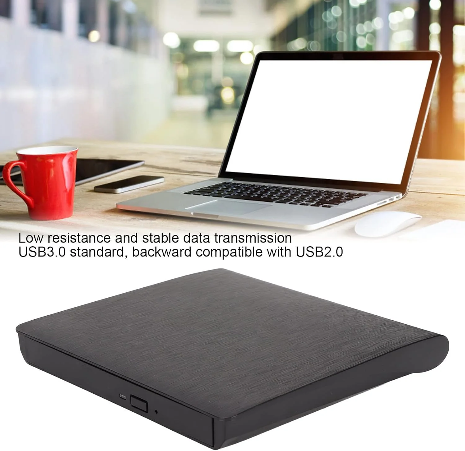 درایو DVD اکسترنال، درایو USB DVD RW USB3.0 باریک قابل حمل DVD رایتر پلیر برای تبلت، لپ تاپ، اندروید، ویندوز، مک، سیستم عامل، لینوکس، سرعت انتقال 5 گیگابیت بر ثانیه