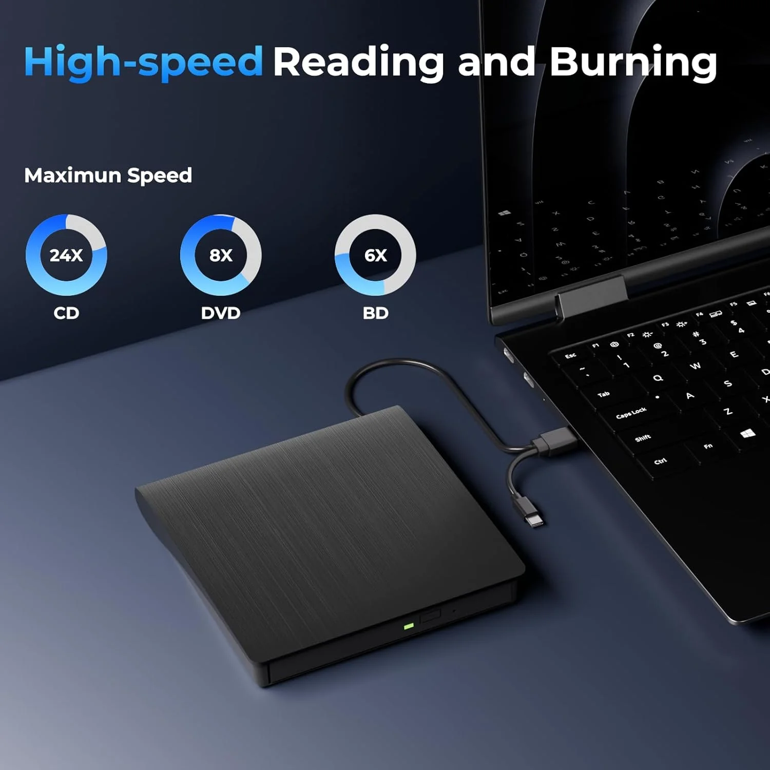 درایو Blu-ray/Dvd اکسترنال برای کامپیوتر، درایوهای Blu-ray اکسترنال قابل حمل با پشتیبانی از خواندن/نوشتن دیسک 50G، رایتر Blu Ray USB 3.0 Type-C برای لپ تاپ، درایو Blu Ray سازگار با Windows XP/7/8/10/11 MacOS