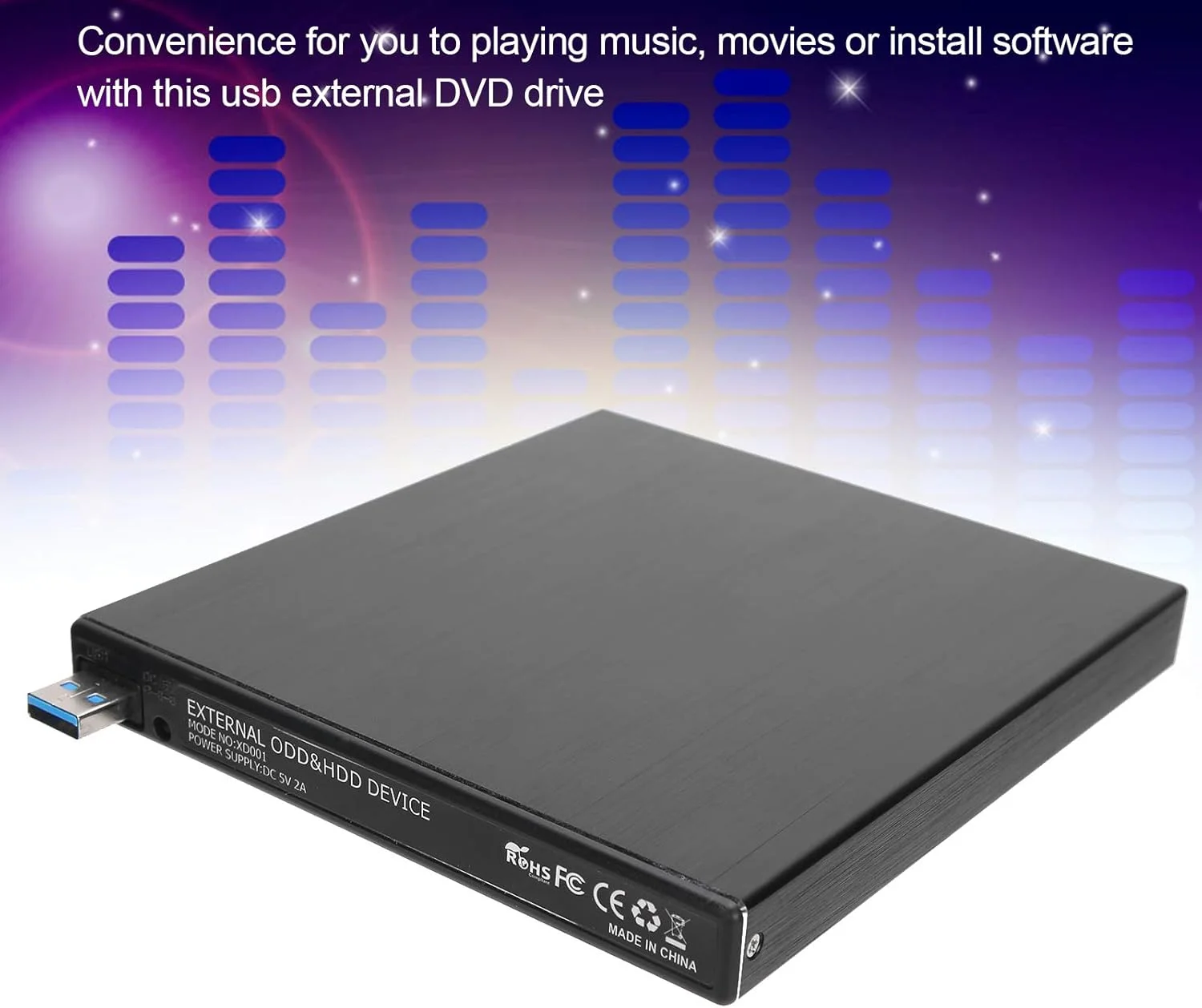 درایو DVD اکسترنال، رایتر CD USB3.0 قابل حمل، خواننده/رایتر CD/DVD سازگار با Wndows 2000/2003 / Xp/Wndows 7/8/10/Vista/OS X، پشتیبانی از کامپیوتر لپ تاپ، دسکتاپ، نوت بوک