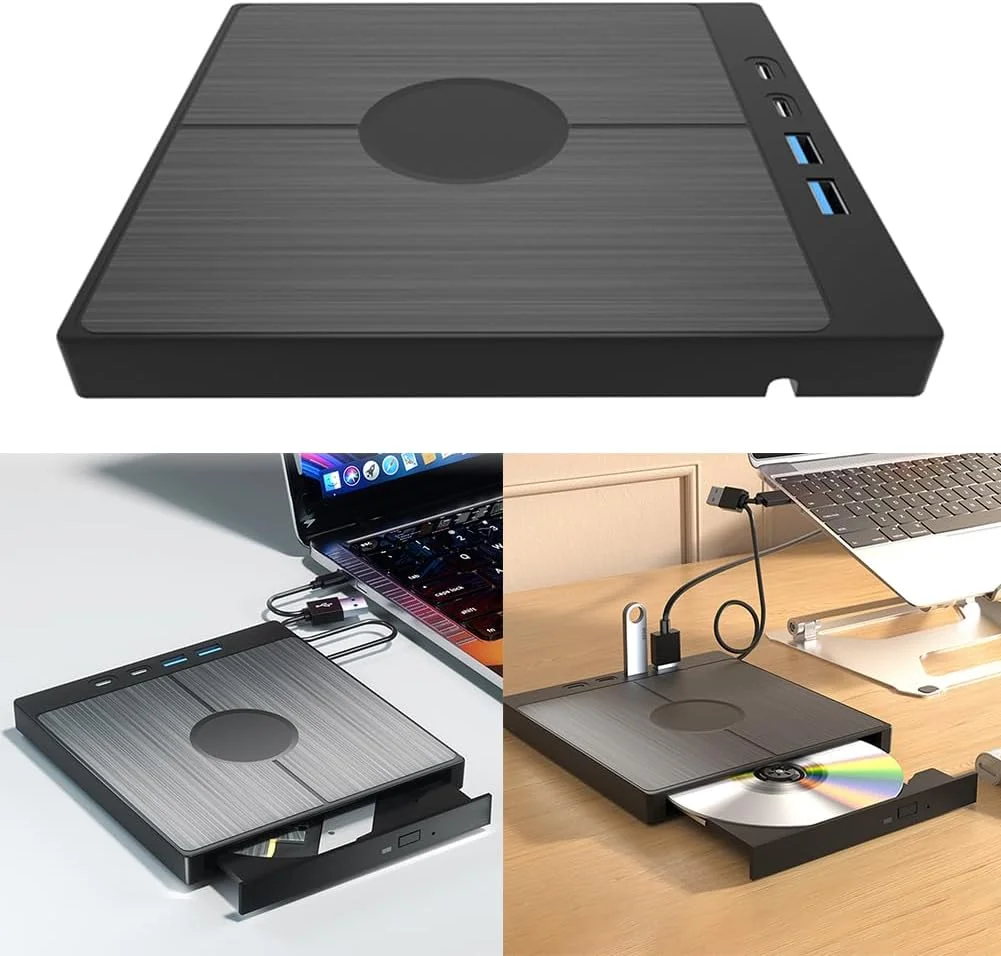 درایو نوری اکسترنال 7 در 1 CD/DVD با پورت USB 3.0 و Type-C، مناسب برای لپ تاپ و کامپیوتر
