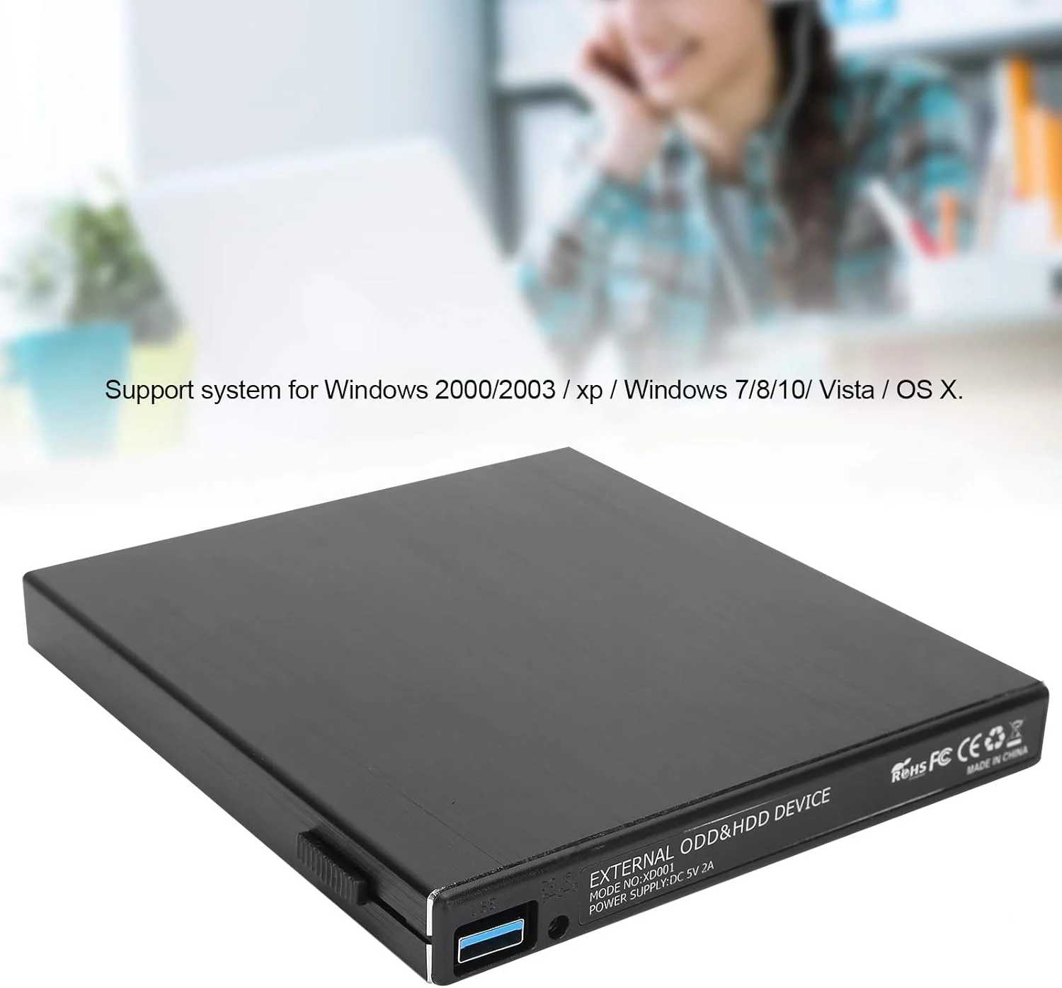 درایو DVD اکسترنال، رایتر CD USB3.0 قابل حمل، خواننده/رایتر CD/DVD سازگار با Wndows 2000/2003 / Xp/Wndows 7/8/10/Vista/OS X، پشتیبانی از کامپیوتر لپ تاپ، دسکتاپ، نوت بوک