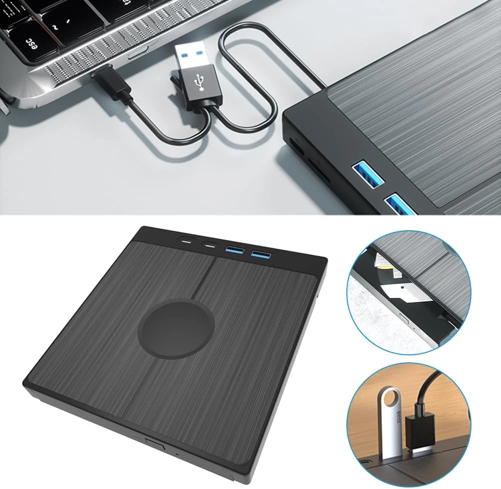 درایو نوری اکسترنال 7 در 1 CD/DVD با پورت USB 3.0 و Type-C، مناسب برای لپ تاپ و کامپیوتر