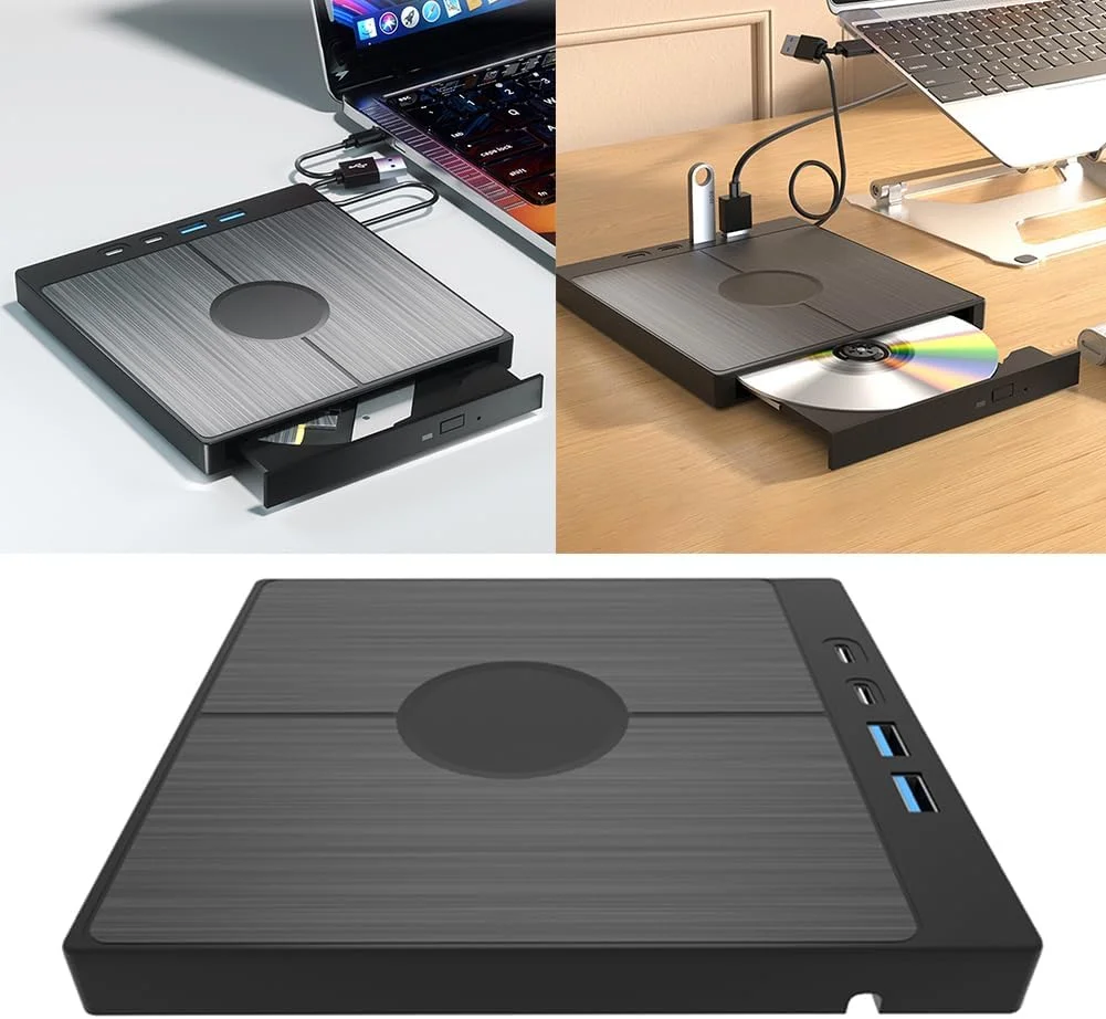 درایو نوری اکسترنال 7 در 1 CD/DVD با پورت USB 3.0 و Type-C، مناسب برای لپ تاپ و کامپیوتر