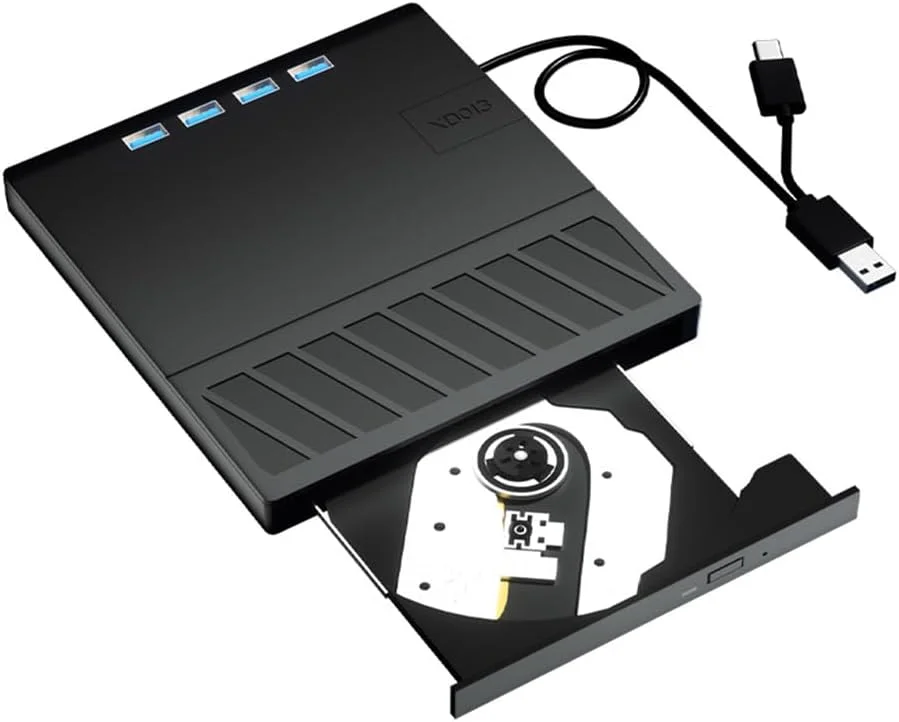 درایو نوری اکسترنال CD DVD RW، مدل 7 در 1 USB 3.0 Type C، پخش کننده و رایت کننده CD DVD قابل حمل، درایو چند منظوره برای لپ تاپ و کامپیوتر