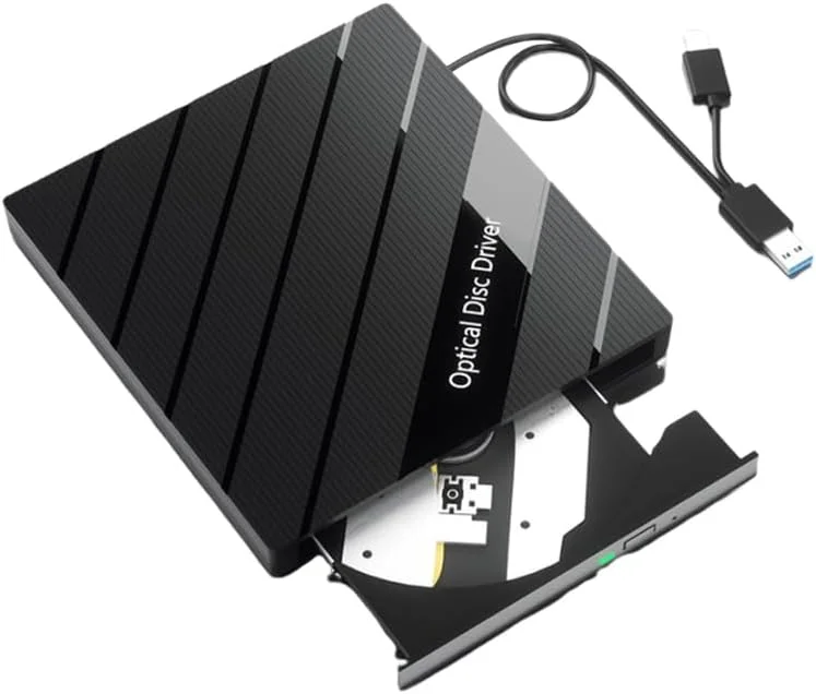 درایو نوری اکسترنال CD DVD RW USB 3.0 Type C هفت کاره با کارت خوان و هاب USB برای لپ تاپ و کامپیوتر ویندوز و مک