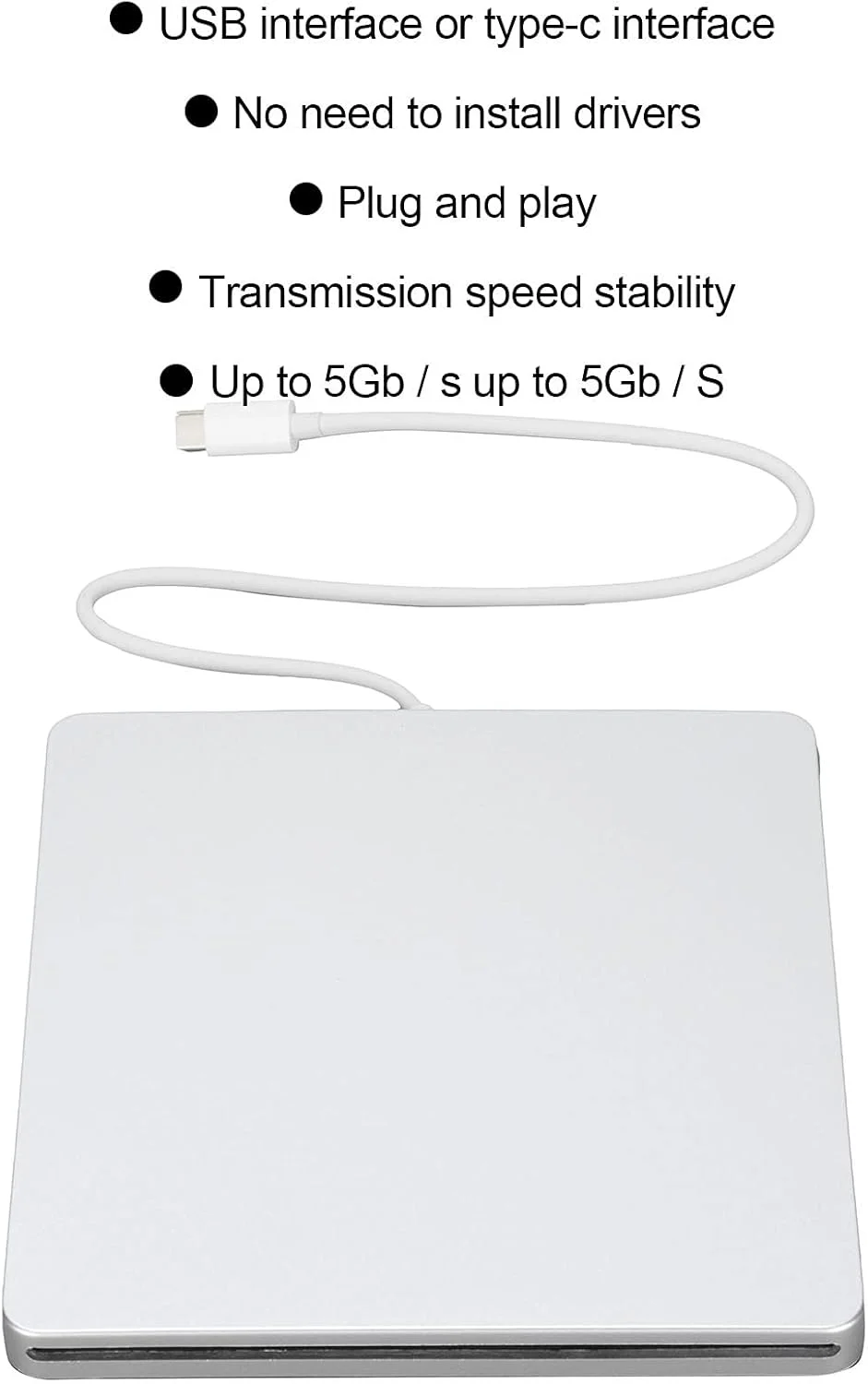دی وی دی رایتر اکسترنال Type-C، درایو نوری اکسترنال Type-C با سرعت پایدار 5 گیگابیت بر ثانیه، اتصال آسان و سازگاری خوب، مناسب برای کامپیوترهای رومیزی