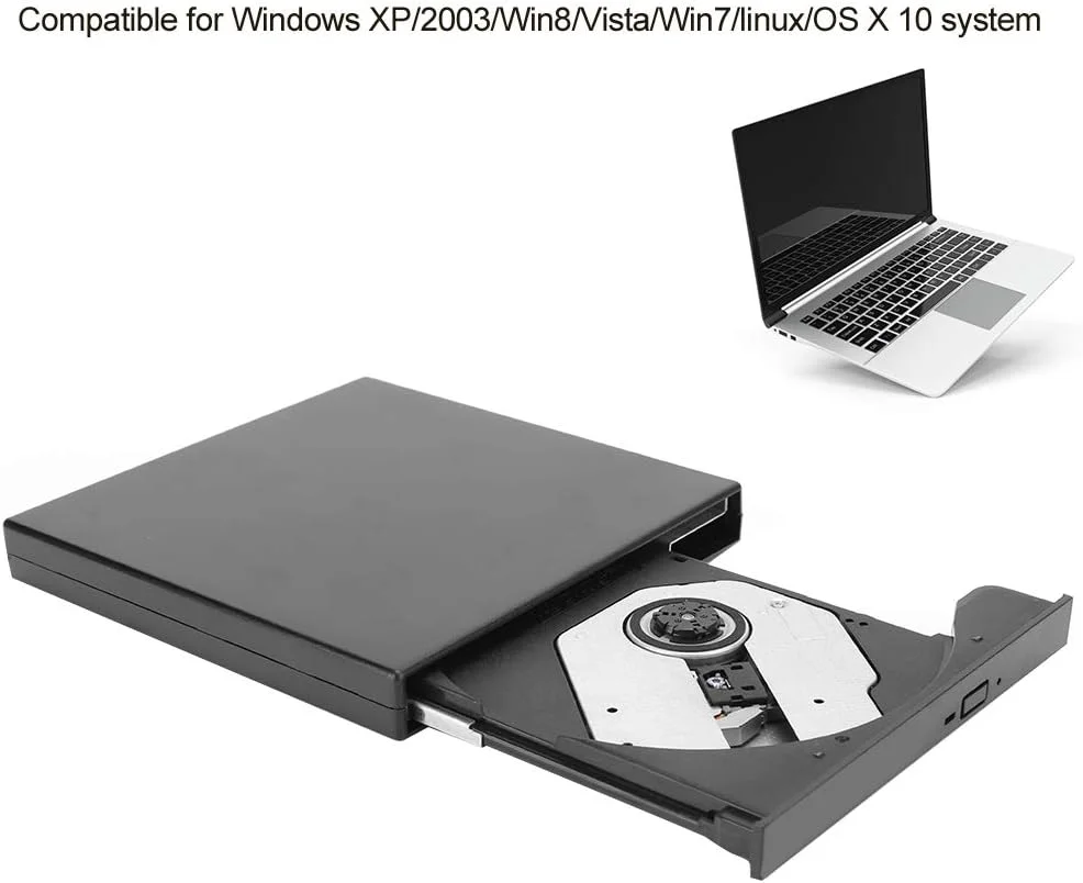 درایو نوری اکسترنال با عملکرد خوب، درایو اکسترنال برای لپ تاپ و کامپیوتر (مشکی)