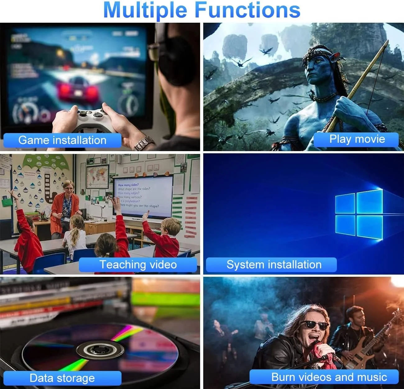 درایو نوری اکسترنال CD DVD با پورت USB 3.0 و Type-C، کم صدا، باریک و قابل حمل، CD DVD RW رایتر و ریدر، سازگار با سیستم عامل های Windows XP /7/8/10/11، Linux، MacOS، MacBook Air و Mac