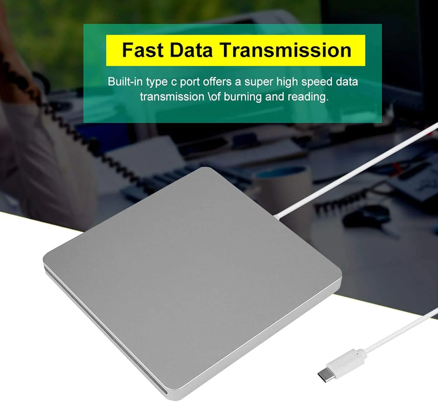 درایو DVD اکسترنال، نوع C 2.0 اکسترنال موبایل DVD رایتر، رایتر بی‌صدا با قابلیت رایت تک دکمه‌ای، درایو اکسترنال خشابی، برای سیستم‌عامل‌های OSX Win98 SE/ME/2000/XP Win7/8/10