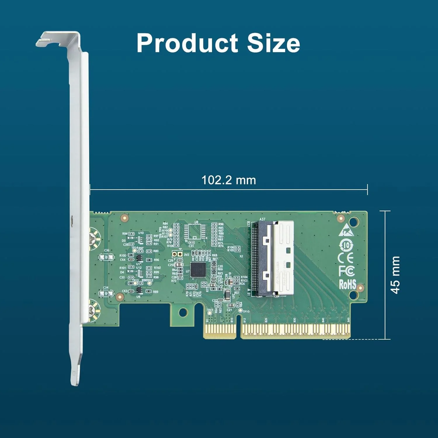H!Fiber آداپتور 1 پورت MCIO (74 پین) 8i به PCIe X8، نسل 5 PCIe 5.0