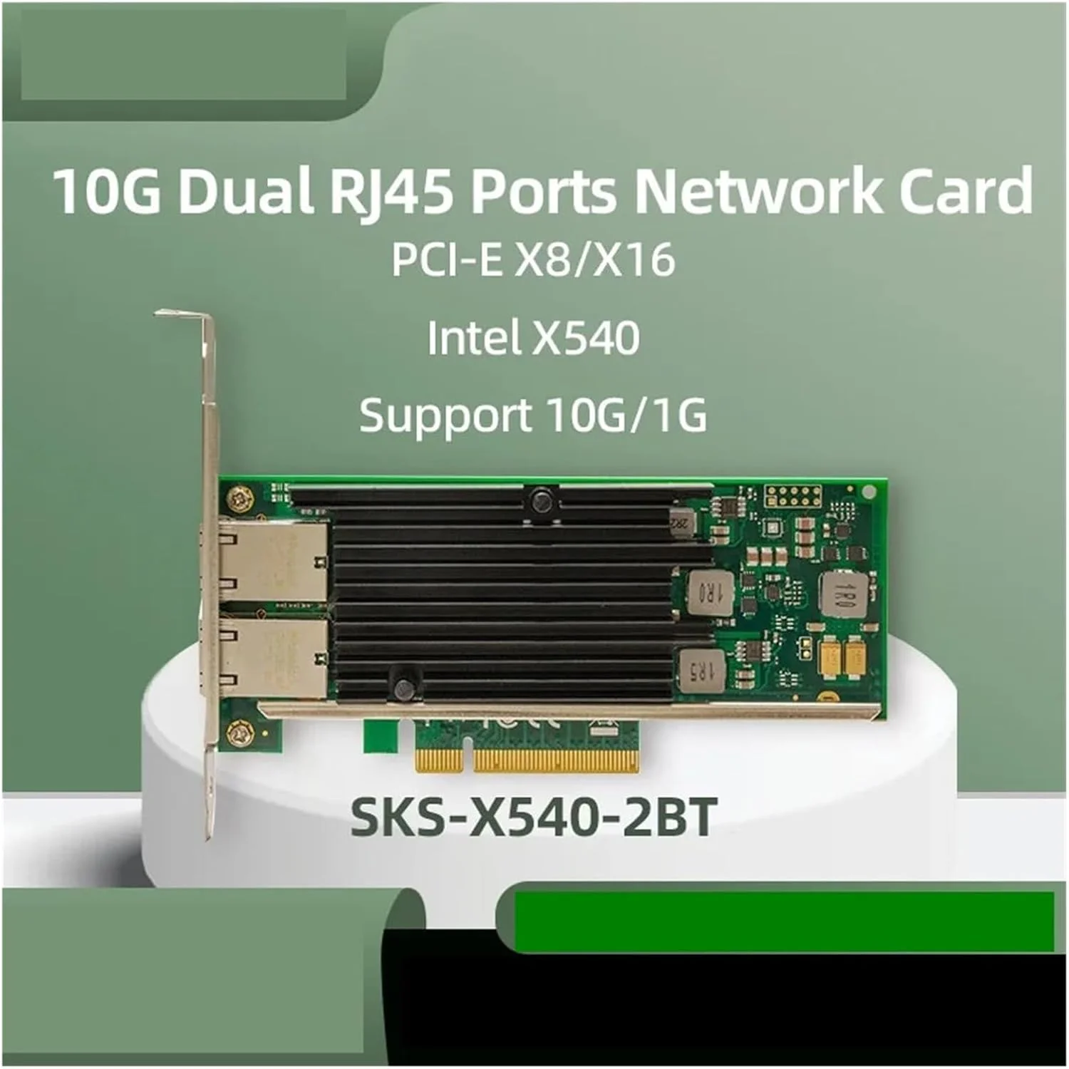 کارت شبکه 10G با دو پورت RJ45 و چیپ X540، پشتیبانی از 10G/1G PCI-E X8 X16