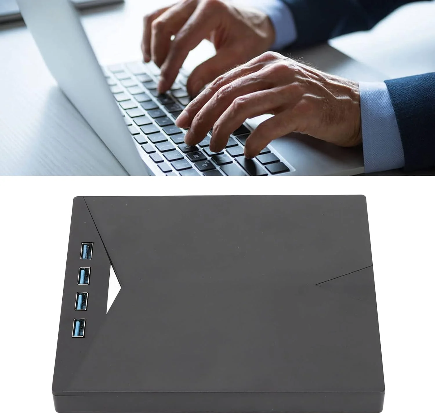 درایو اکسترنال CD DVD، ضبط کننده DVD با رابط USB3.0، کابل داخلی Type C 4 رابط USB3.0 جنس ABS مشکی قابل حمل CD Writer، مقاومت کم، اثر محافظ خوب، مناسب برای PC، لپ تاپ، دسکتاپ