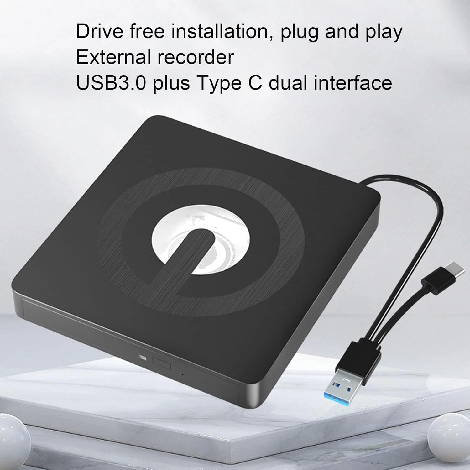 درایو DVD اکسترنال با رابط USB 3.0 و Type C، پخش کننده DVD RW برای لپ تاپ و کامپیوتر رومیزی، سازگار با سیستم عامل ویندوز و OS X، حرکت بی صدا، طراحی رابط دوگانه