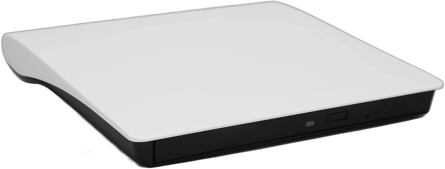 محفظه درایو DVD اکسترنال، محفظه درایو نوری اکسترنال پاپ آپ موبایل برای لپ تاپ و کامپیوتر، محفظه درایو نوری DVD اکسترنال USB3.0 SATA فوق العاده باریک، پلاگین و پخش (سفید)