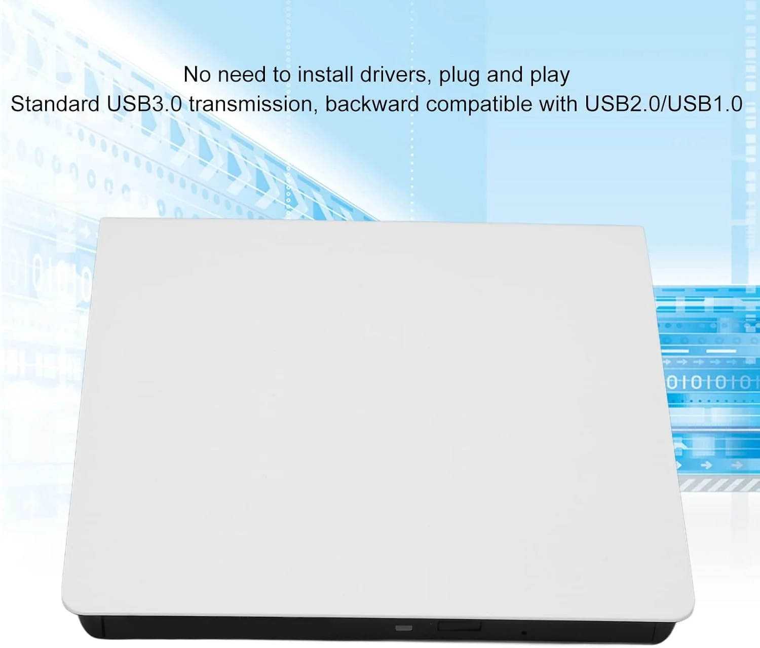 محفظه درایو DVD اکسترنال، محفظه درایو نوری اکسترنال پاپ آپ موبایل برای لپ تاپ و کامپیوتر، محفظه درایو نوری DVD اکسترنال USB3.0 SATA فوق العاده باریک، پلاگین و پخش (سفید)