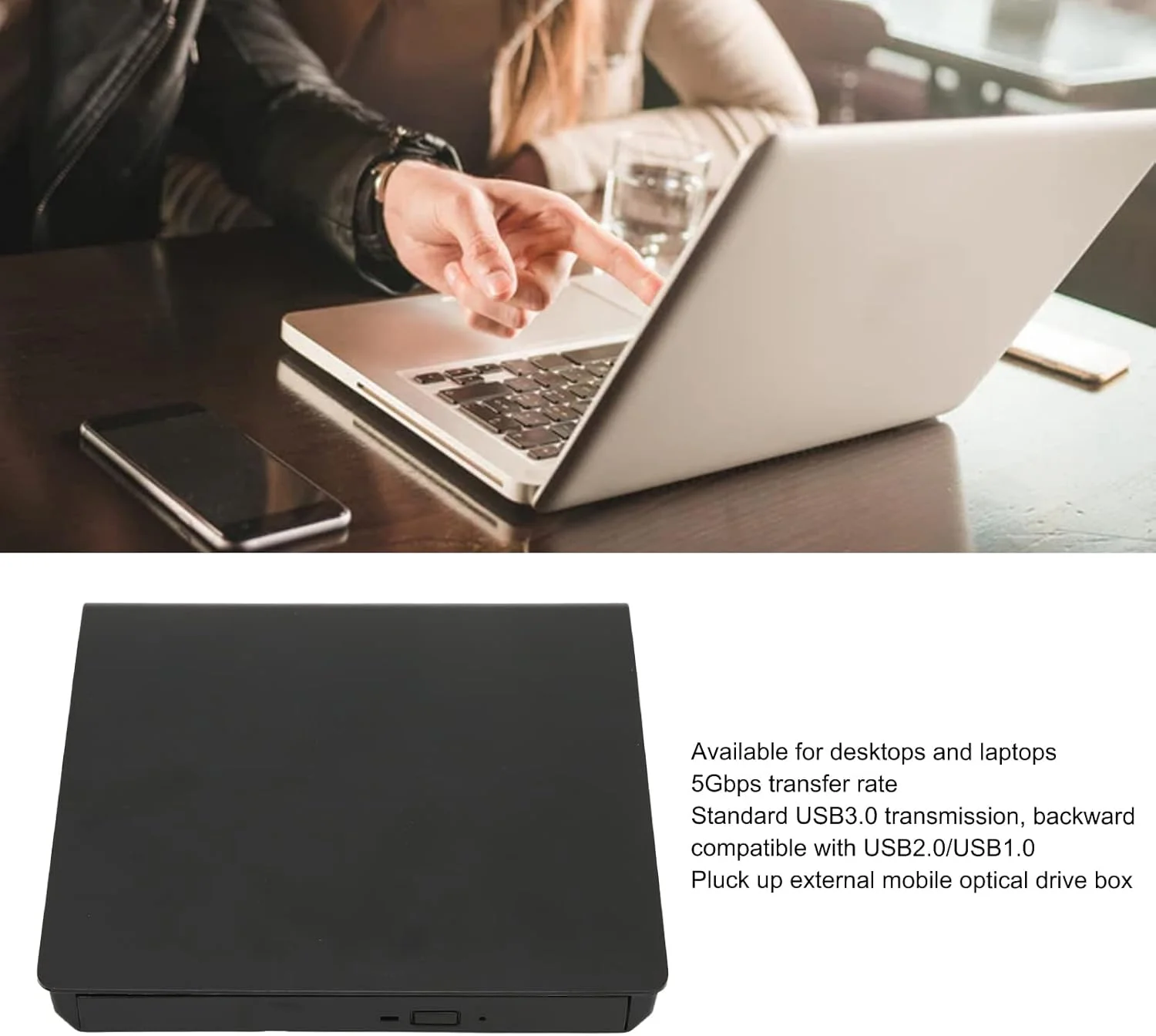 محفظه درایو DVD اکسترنال باریک، درایو CD DVD اکسترنال USB 3.0 Type C برای لپ تاپ، درایو قابل حمل رایتر و ریدر برای ویندوز، مک، لینوکس، لپ تاپ و کامپیوتر