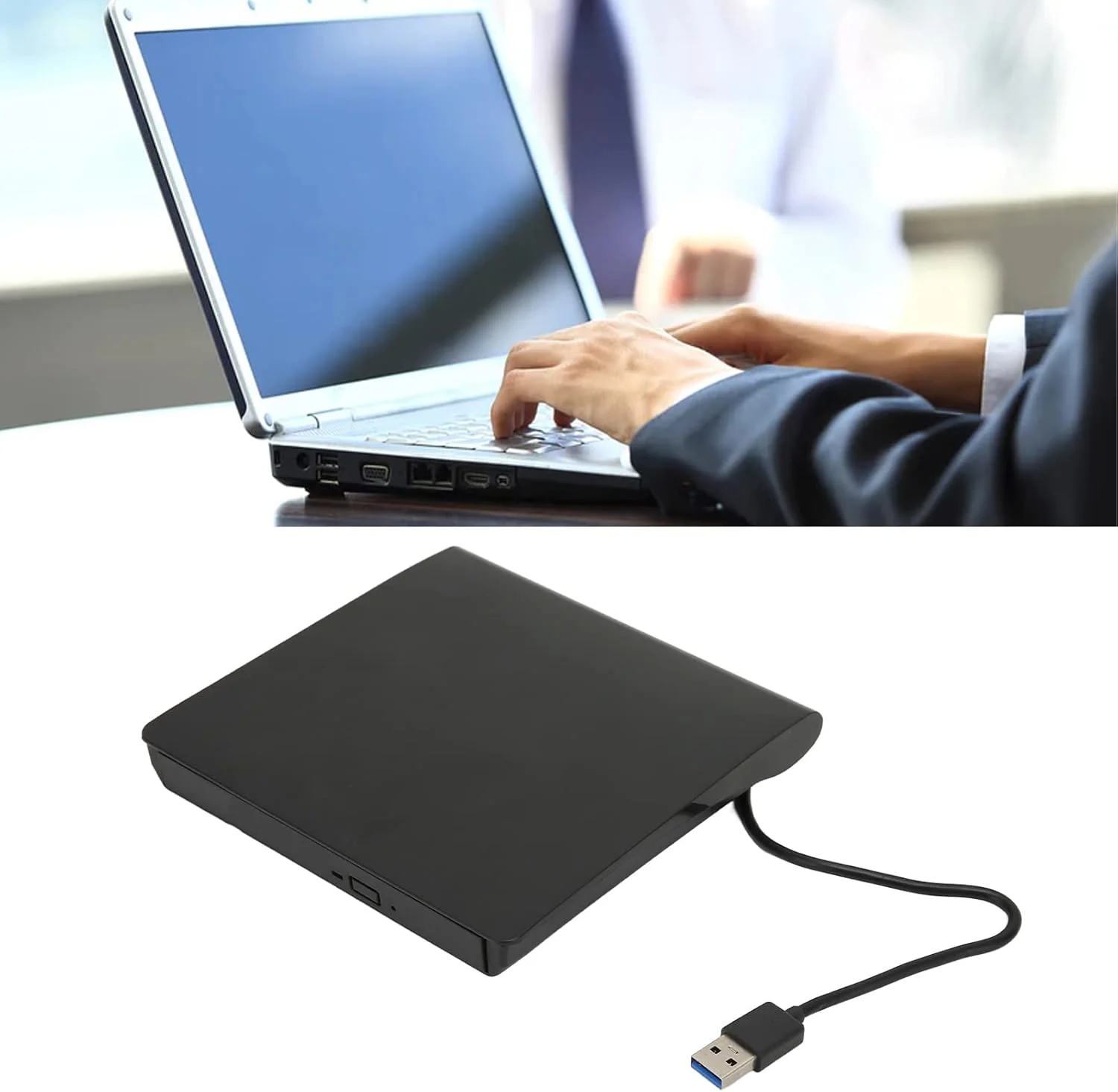 محفظه درایو DVD اکسترنال باریک، درایو CD DVD اکسترنال USB 3.0 Type C برای لپ تاپ، درایو قابل حمل رایتر و ریدر برای ویندوز، مک، لینوکس، لپ تاپ و کامپیوتر