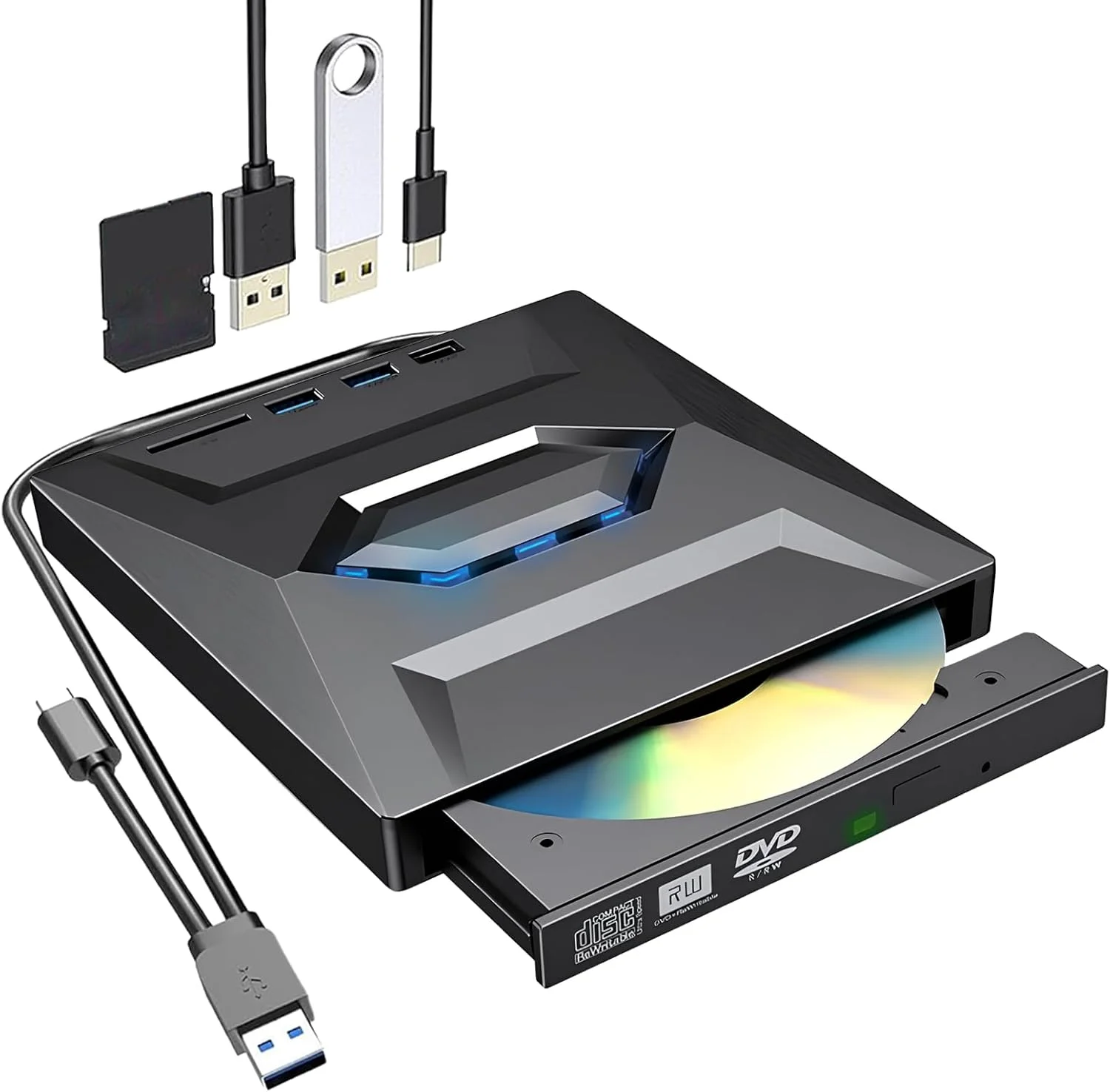 درایو نوری اکسترنال CD DVD با پورت USB 3.0 Type C، درایو DVD با قابلیت رایت، درایو اکسترنال برای لپ تاپ، کامپیوتر شخصی و رومیزی، سازگار با سیستم عامل های ویندوز XP/Vista/7/8/10/11/لینوکس/مک درایو نوری اکسترنال CD DVD با پورت USB 3.0 Type C، درایو DVD با قابلیت رایت، درایو اکسترنال برای لپ تاپ، کامپیوتر شخصی و رومیزی، سازگار با سیستم عامل های ویندوز XP/Vista/7/8/10/11/لینوکس/مک