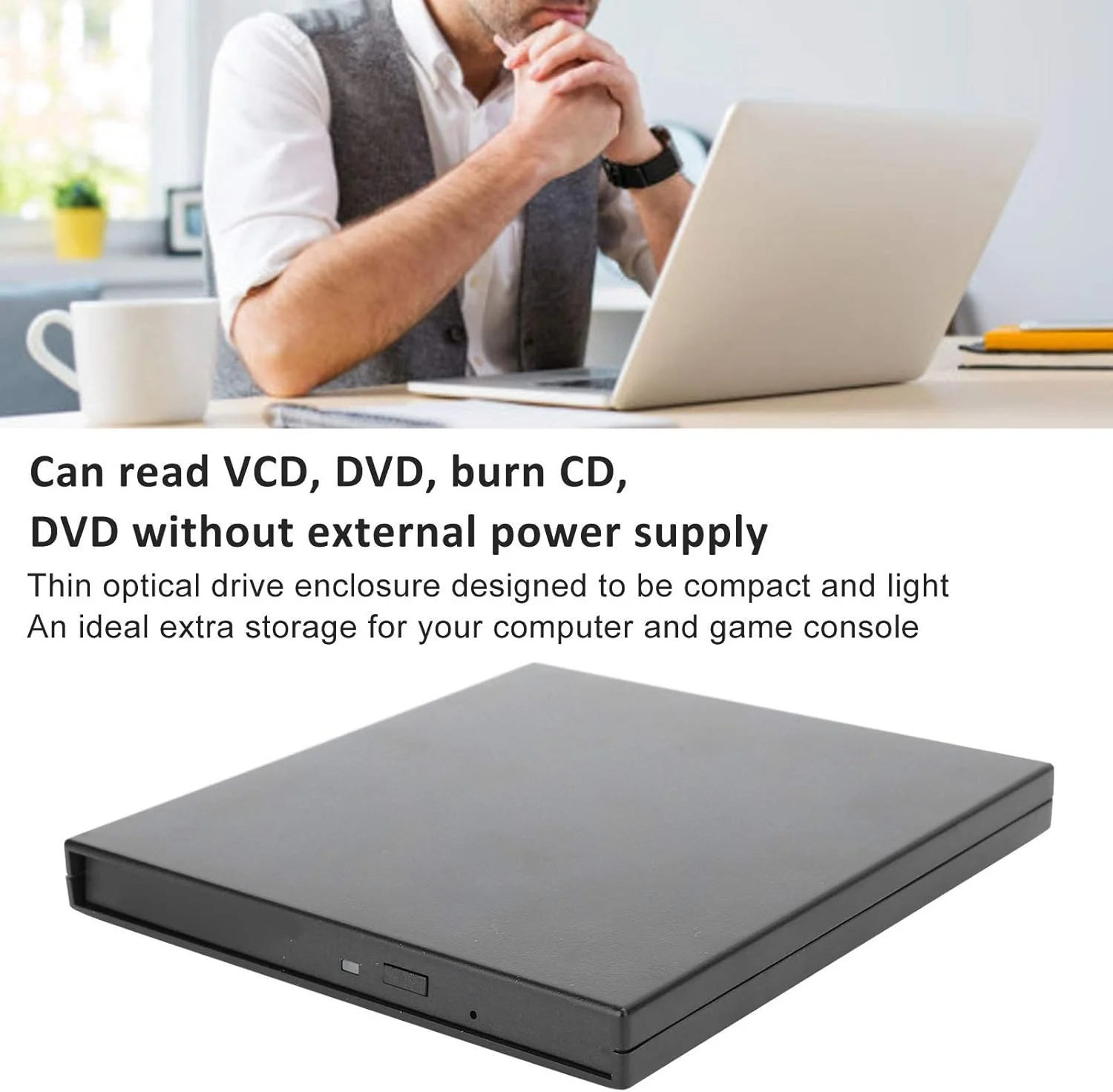 درایو نوری اکسترنال VCD DVD CD، کیس درایو نوری فشرده قابل حمل برای کامپیوتر رومیزی و لپ تاپ مناسب برای دفتر کار