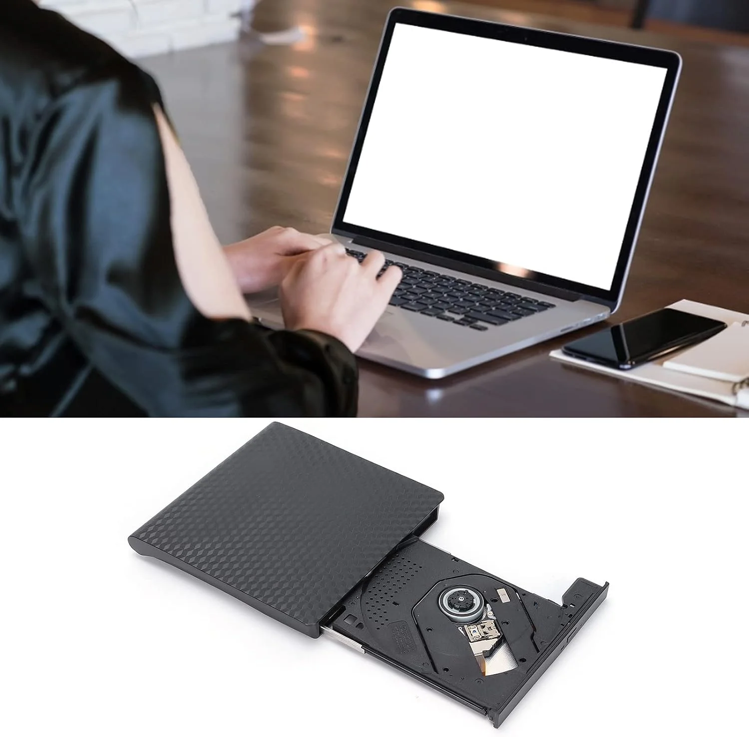 درایو نوری اکسترنال CD DVD برای کامپیوتر لپ تاپ، USB 3.0 Type-C قابل حمل، پخش کننده، رایت کننده، برای سیستم عامل ویندوز/ویستا/لینوکس