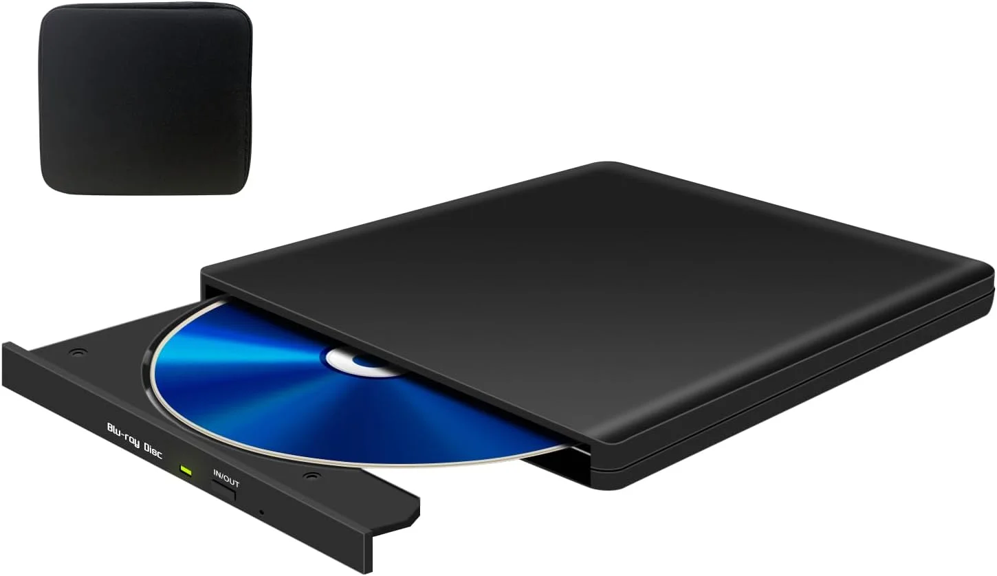 درایو بلوری اکسترنال برای کامپیوتر: رایتر بلوری USB 3.0 Type-C آلومینیومی با کیف حمل - درایو بلوری سه بعدی BD باریک و قابل حمل برای لپ تاپ مک و ویندوز 11/10 MacBook Pro Air درایو بلوری اکسترنال برای کامپیوتر: رایتر بلوری USB 3.0 Type-C آلومینیومی با کیف حمل - درایو بلوری سه بعدی BD باریک و قابل حمل برای لپ تاپ مک و ویندوز 11/10 MacBook Pro Air