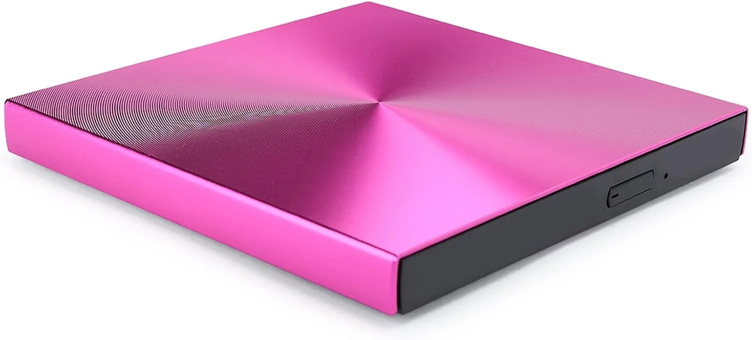 دی وی دی رایتر اکسترنال USB 3.0، درایو دیسک DVD-RW، جنس آلیاژ آلومینیوم، برای لپ تاپ/کامپیوتر (زرشکی)