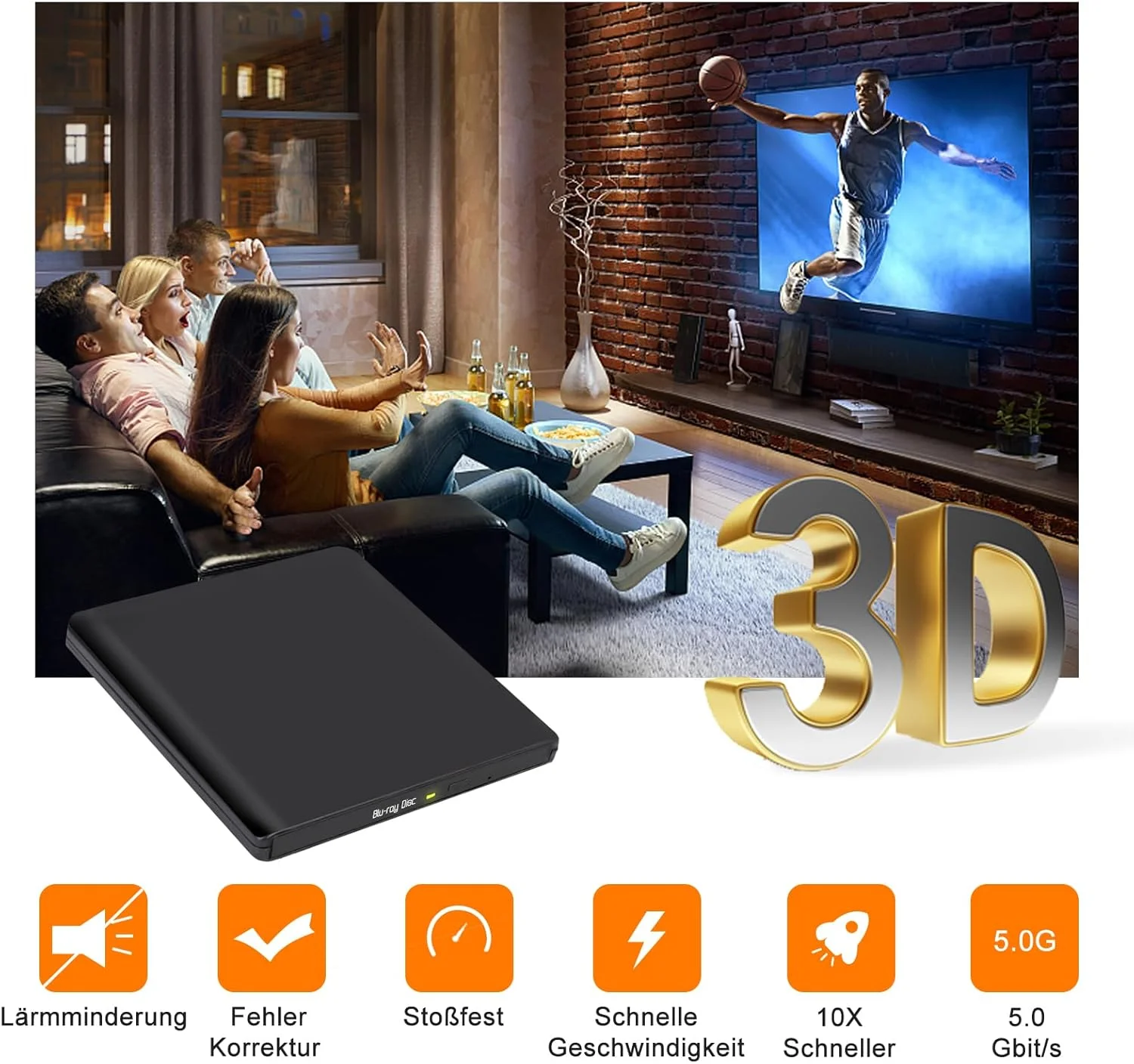 درایو بلوری اکسترنال برای کامپیوتر: رایتر بلوری USB 3.0 Type-C آلومینیومی با کیف حمل - درایو بلوری سه بعدی BD باریک و قابل حمل برای لپ تاپ مک و ویندوز 11/10 MacBook Pro Air