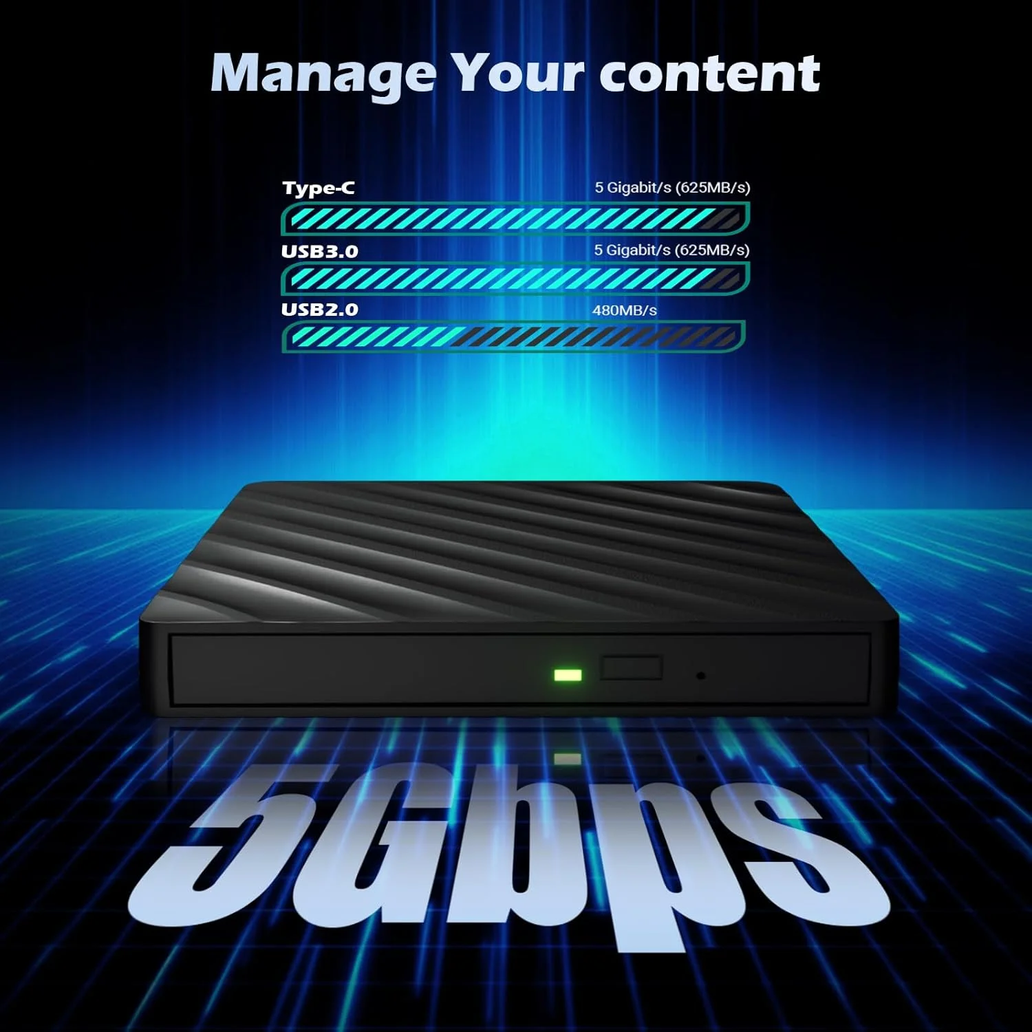 درایو بلوری اکسترنال 5 در 1، رایتر بلوری اکسترنال، رایتر DVD اکسترنال، درایو بلوری اکسترنال برای لپ تاپ با اسلات SD/TF سازگار با ویندوز، مک او اس، لینوکس (5 در 1)