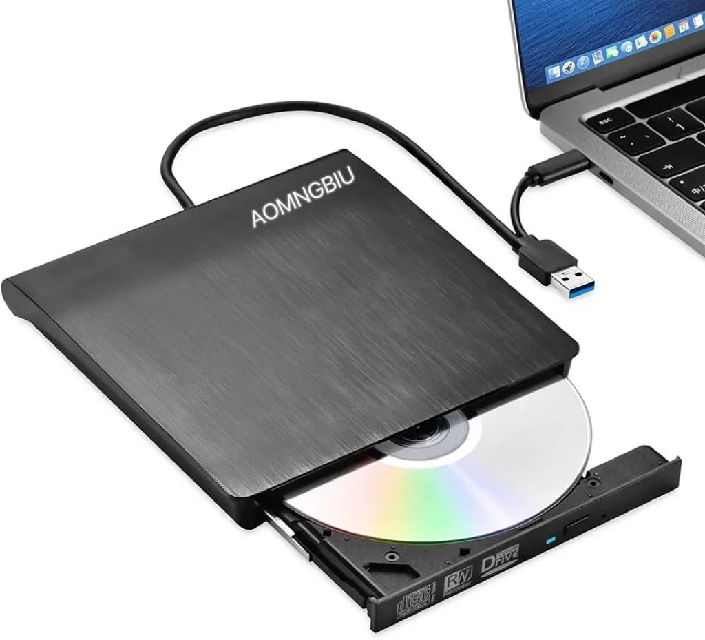 درایو نوری اکسترنال USB 3.0 باریک DVD RW CD رایتر، ریدر، پلیر برای لپ تاپ و کامپیوتر، DVD سوز، DVD پرتابل. سازگار با ویندوز XP/7/8/10/11 و MacOS، بی صدا و با سرعت بالا