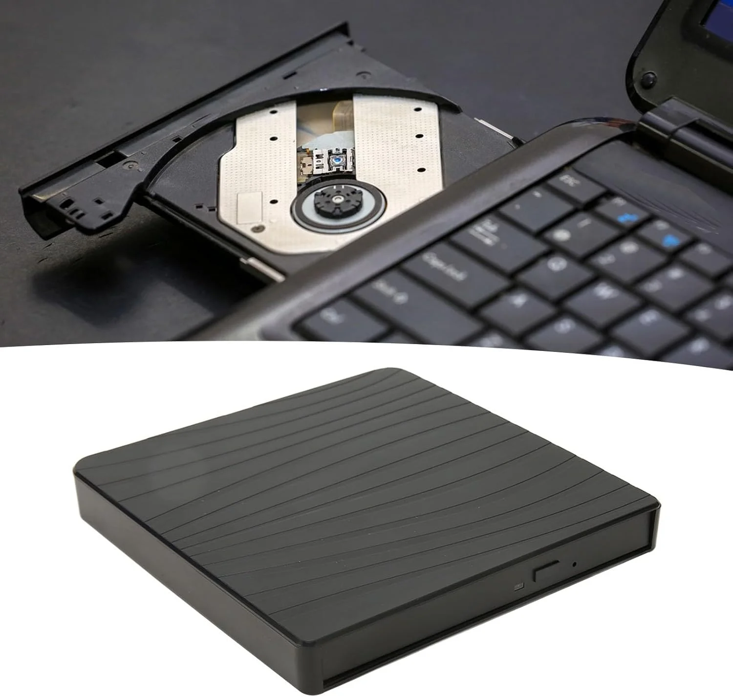 محفظه درایو DVD اکسترنال ASHATA، کیت محفظه درایو نوری باریک Type C USB 3.0 Plug and Play برای CD DVD BD 9.5mm 9mm، با دکمه اجکت و کابل تاشو (Type D)