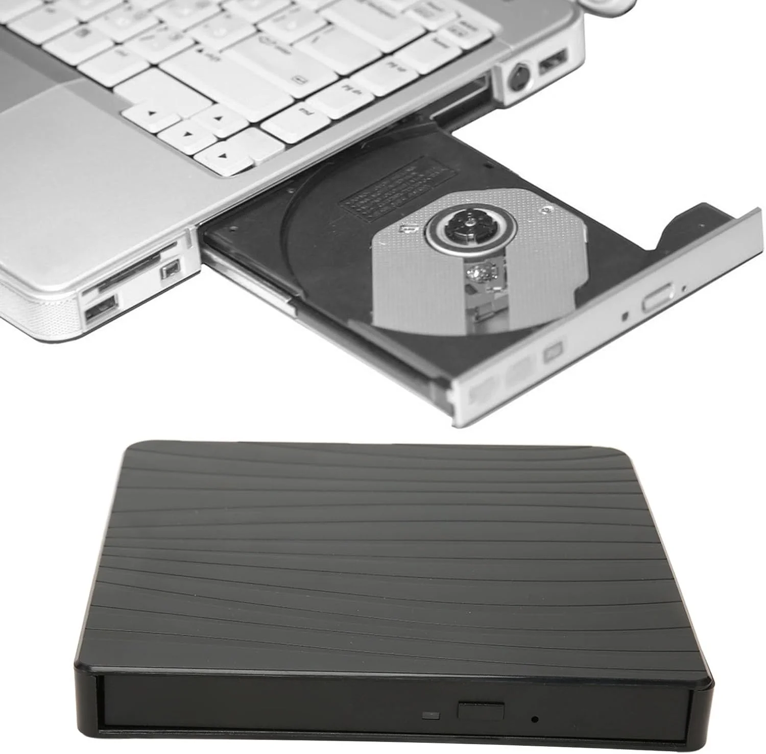 محفظه درایو DVD اکسترنال ASHATA، کیت محفظه درایو نوری باریک Type C USB 3.0 Plug and Play برای CD DVD BD 9.5mm 9mm، با دکمه اجکت و کابل تاشو (Type D)