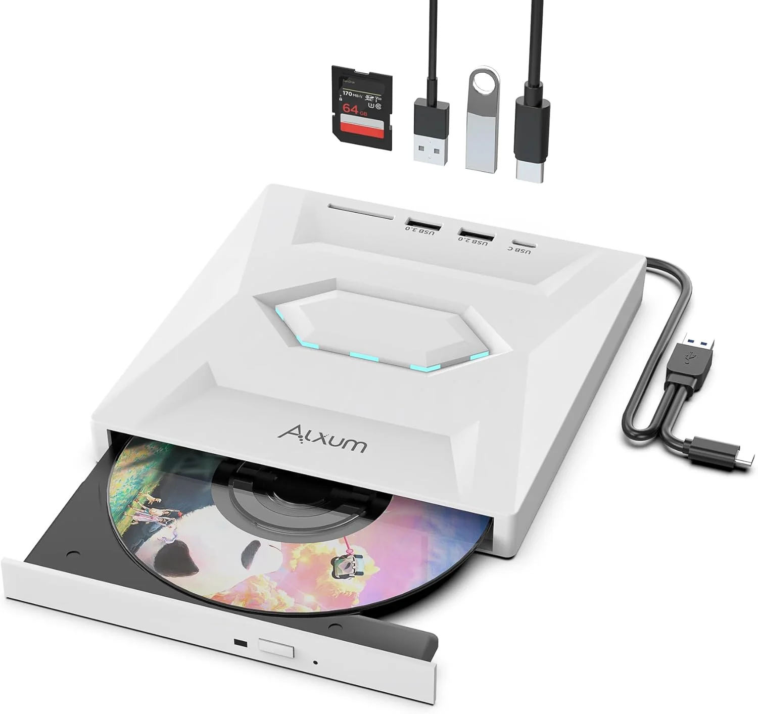 درایو نوری اکسترنال سفید رنگ Alxum برای لپ تاپ